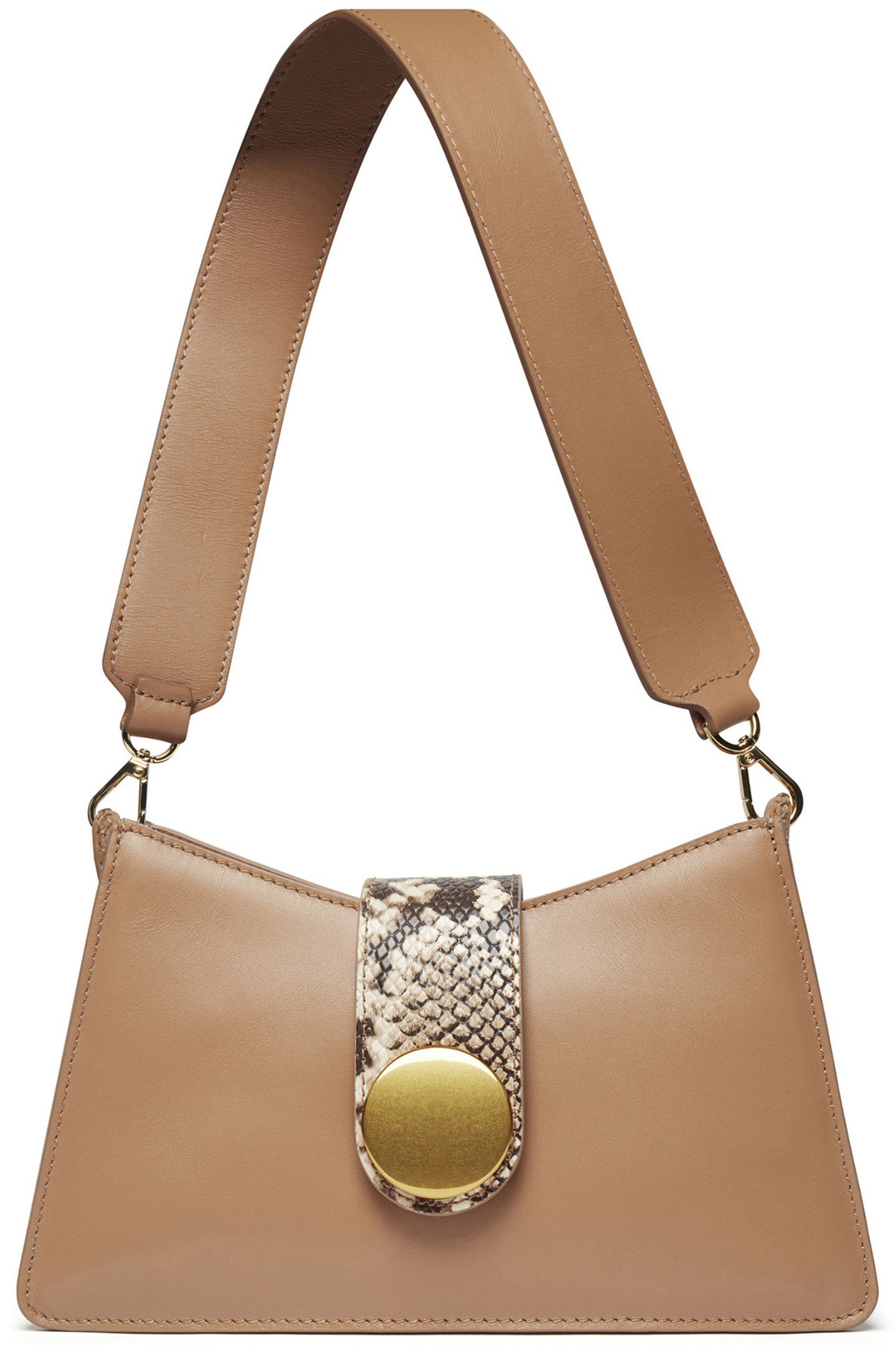 BUCKLE SHOULDER BAG CAMEL/PYTHON PRINT SAND 1