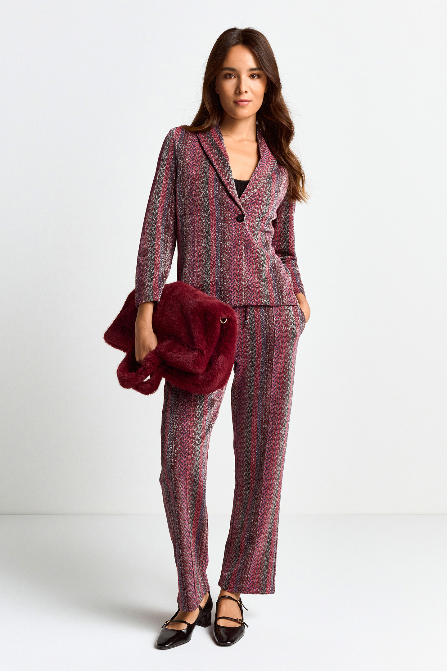 JACQUARD BLAZER RUBY RED 2