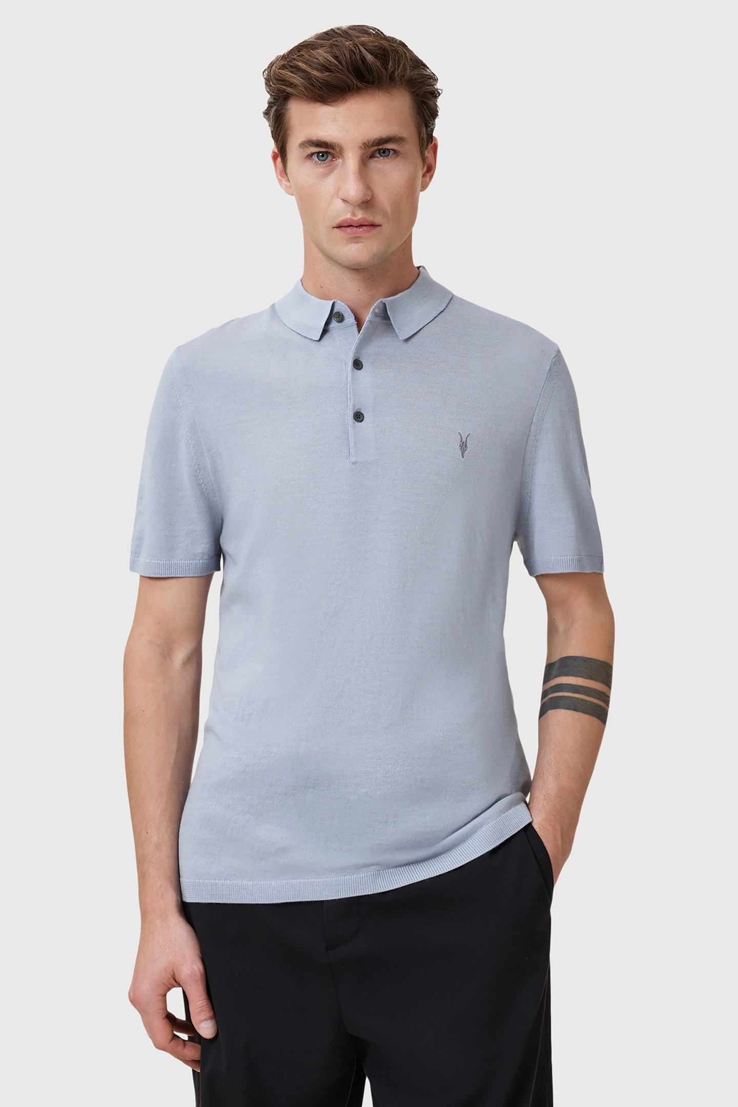 MODE MERINO SS POLO WILLOW BLUE by AllSaints
