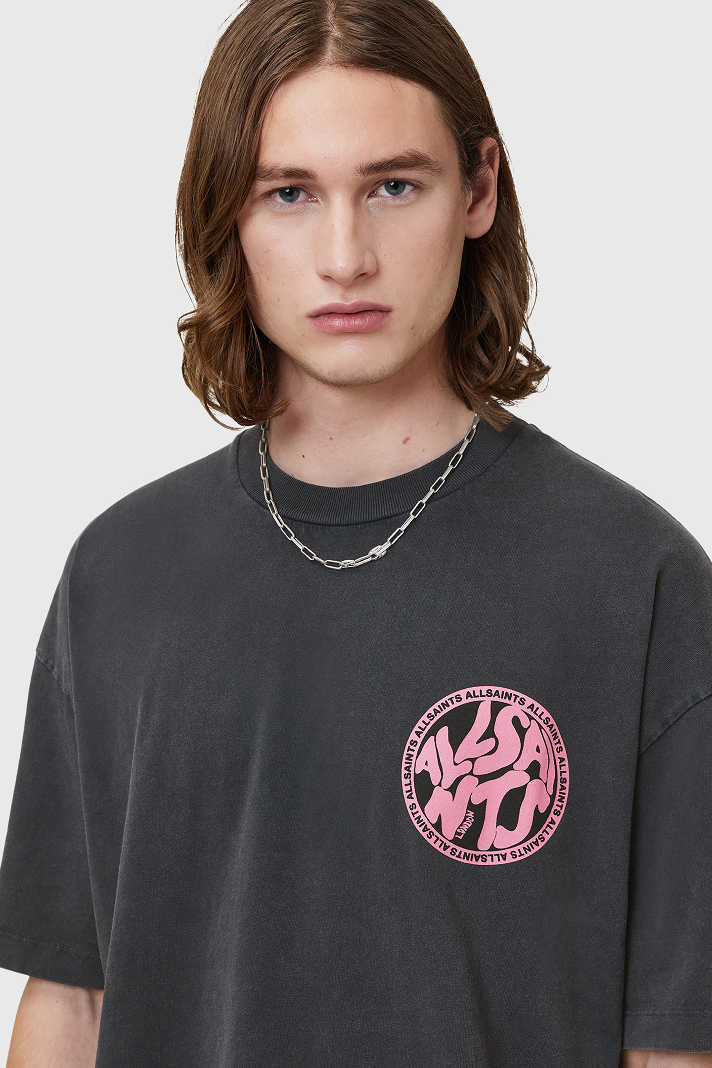 DISTORTION SS CREW WASHED BLACK/PINK 4