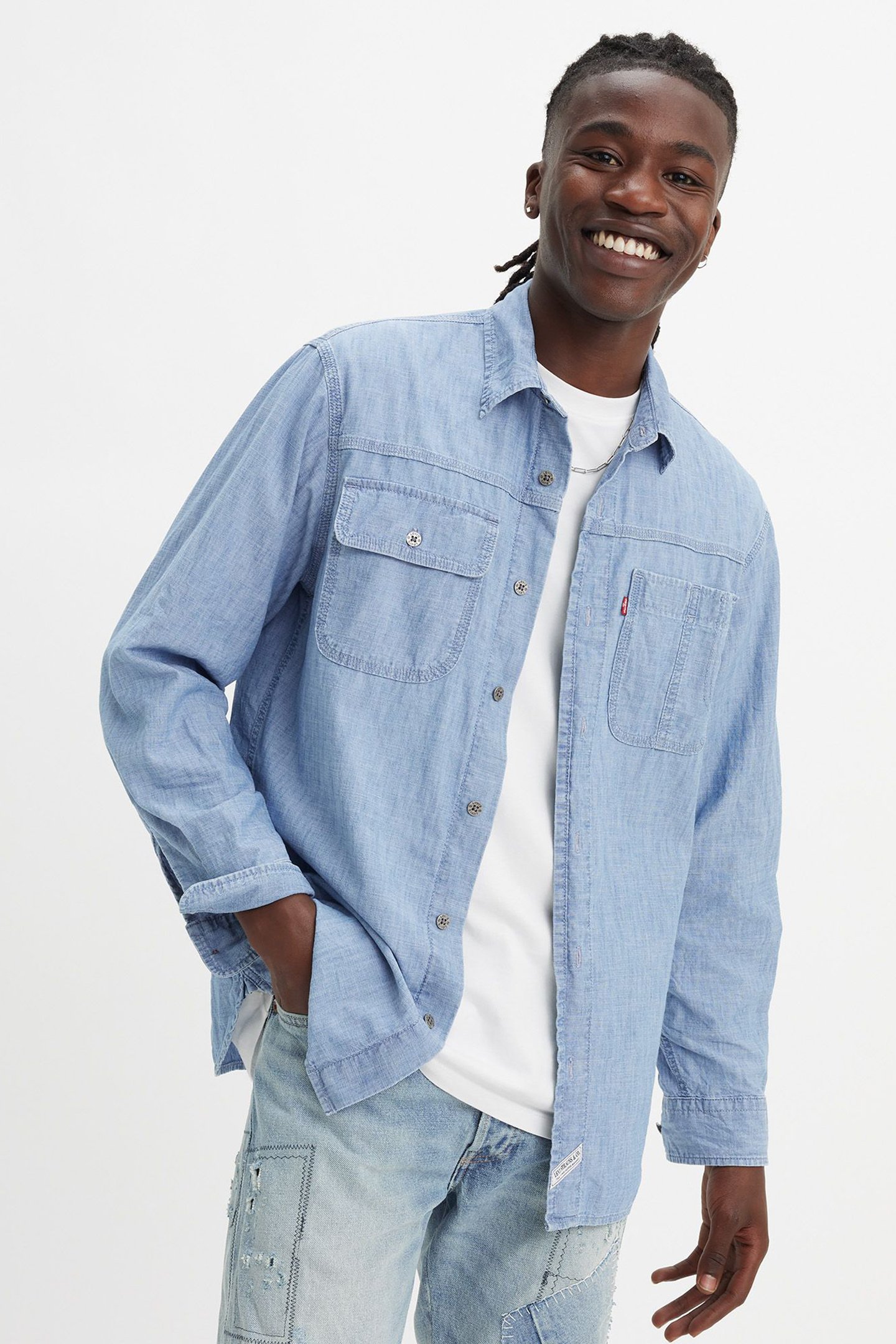 LONG SLEEVE AUBURN WORKER SHIRT BLUE 4