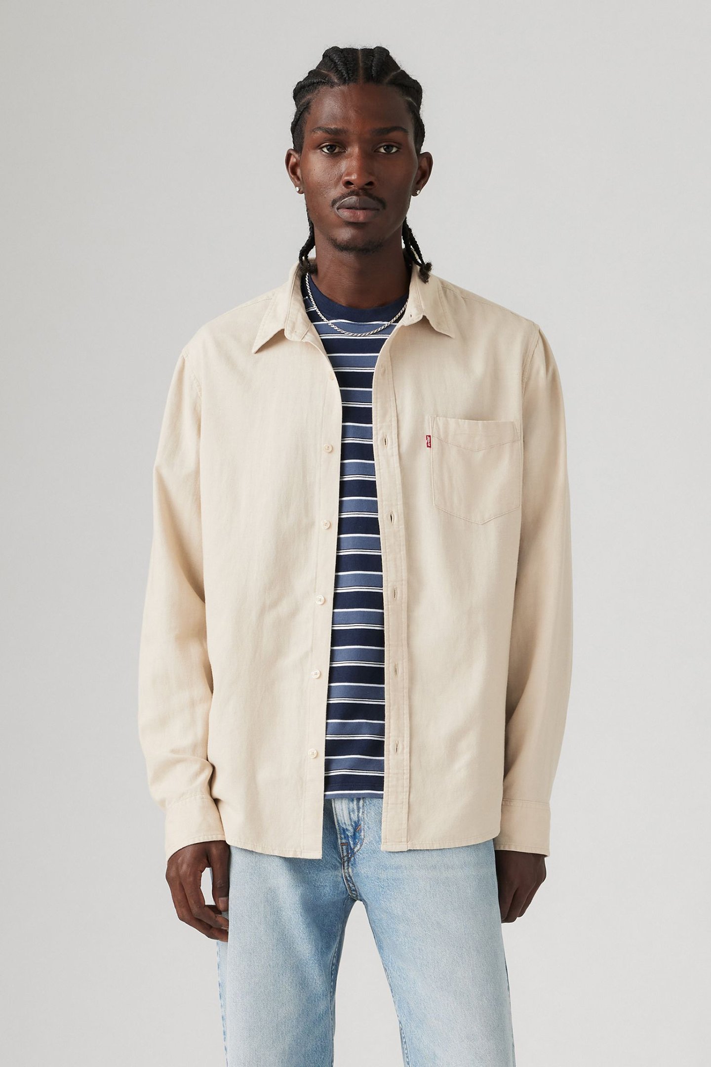 SUNSET POCKET STANDARD FIT COTTON LINEN SHIRT NEUTRAL 1