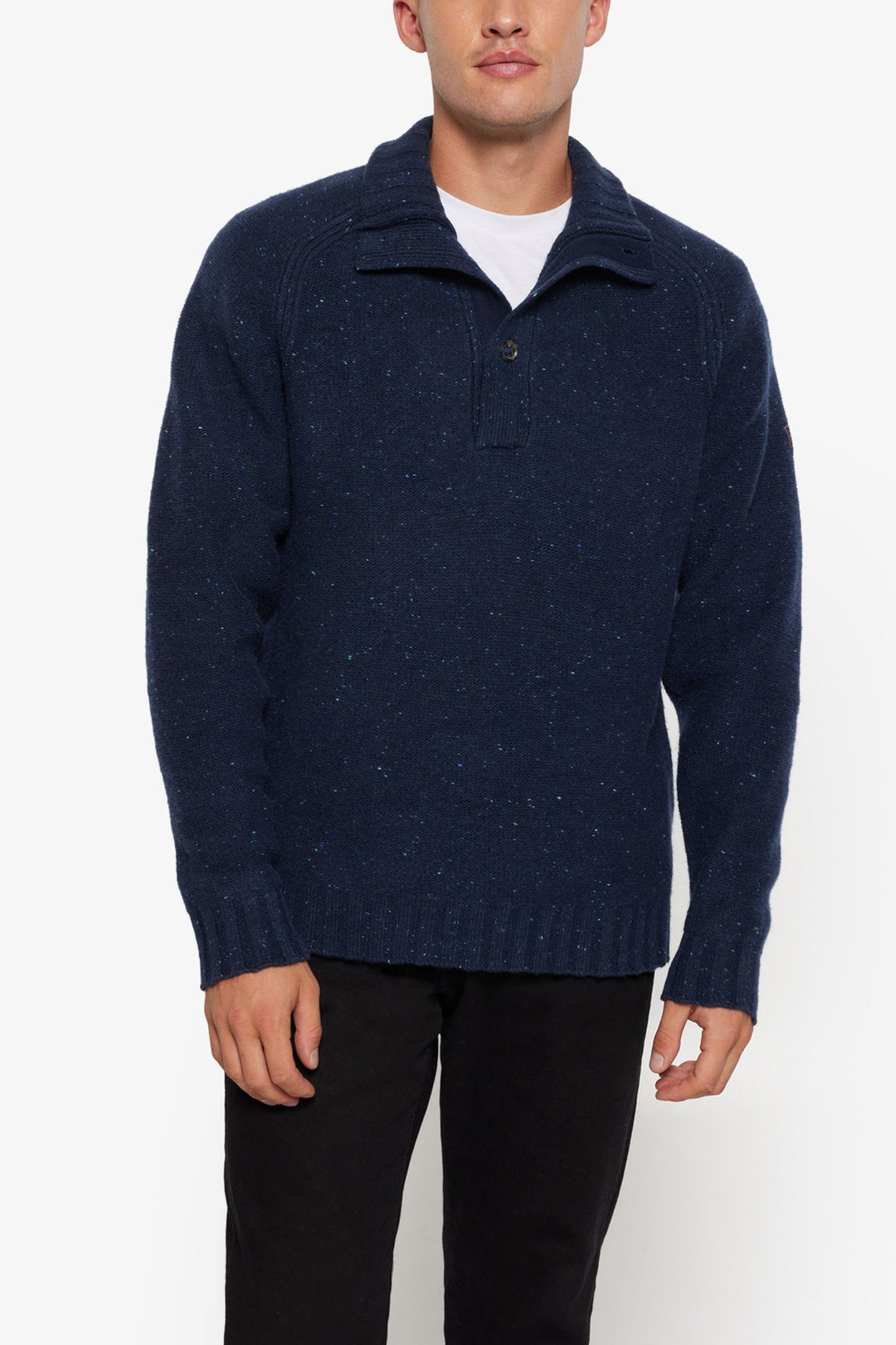 AMADEUSSI DONEGAL BUTTON KNIT DEEP MARINE MELANGE 1