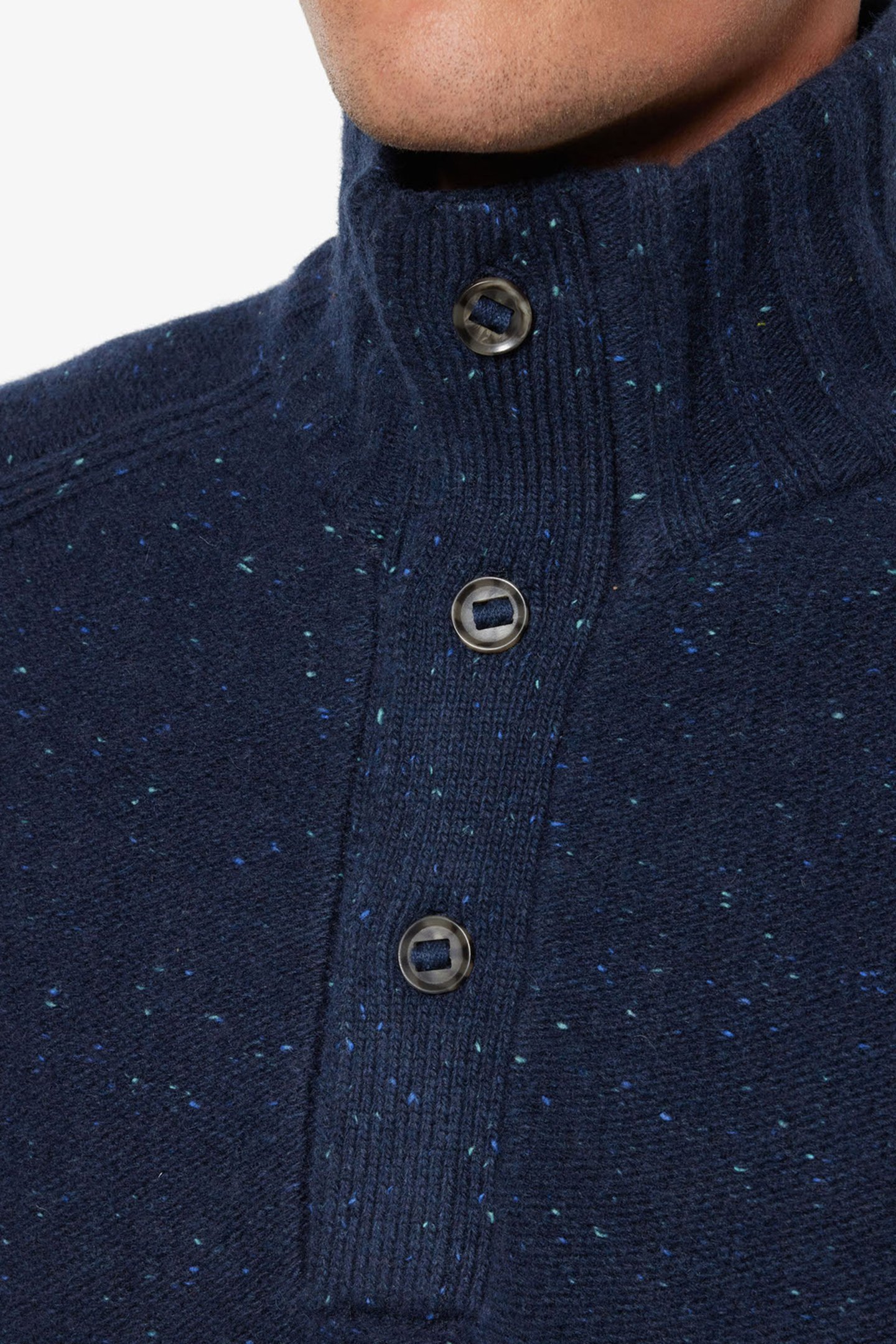 AMADEUSSI DONEGAL BUTTON KNIT DEEP MARINE MELANGE 6