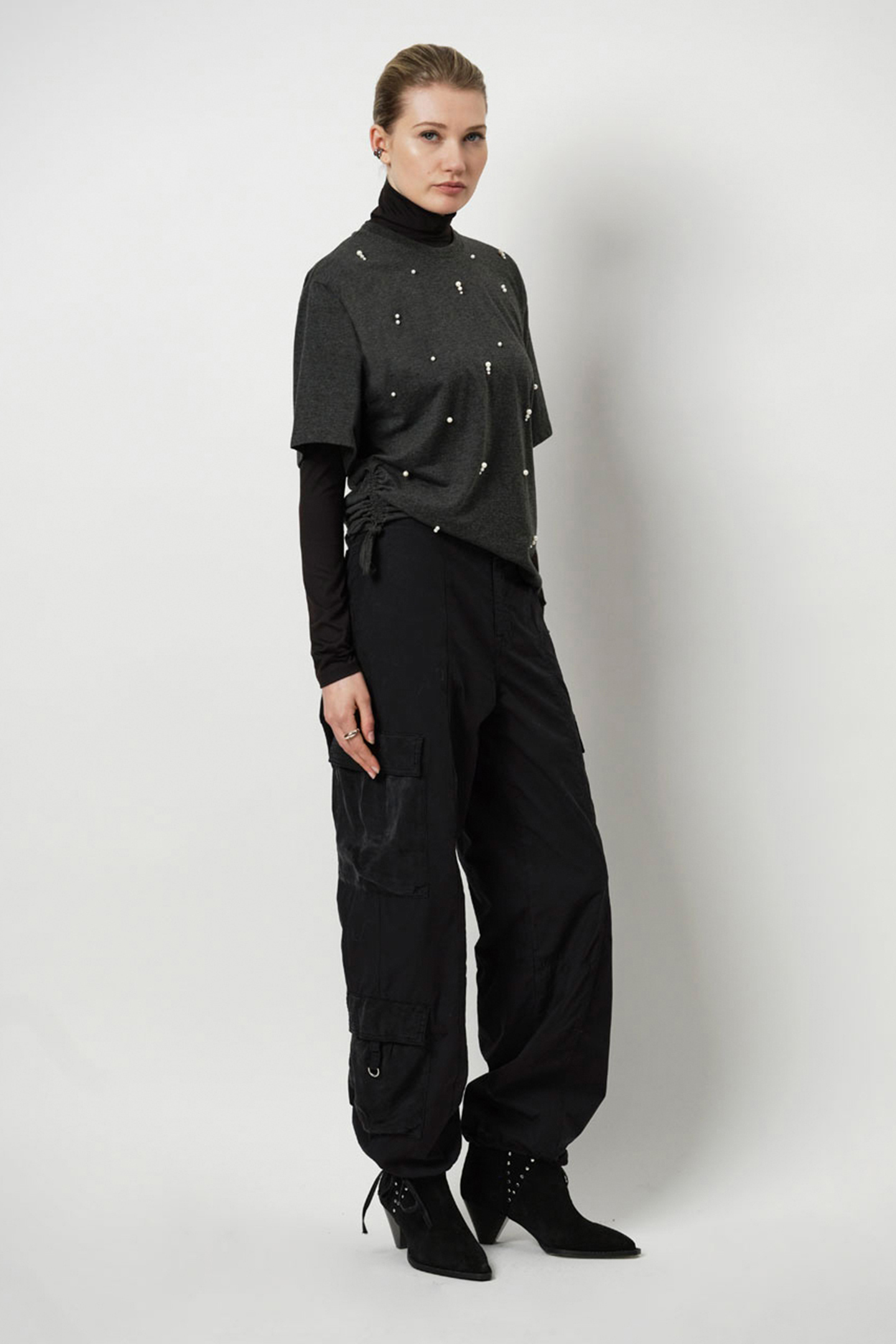 KAIA STUDDED SUEDE BOOTS RAVEN 2