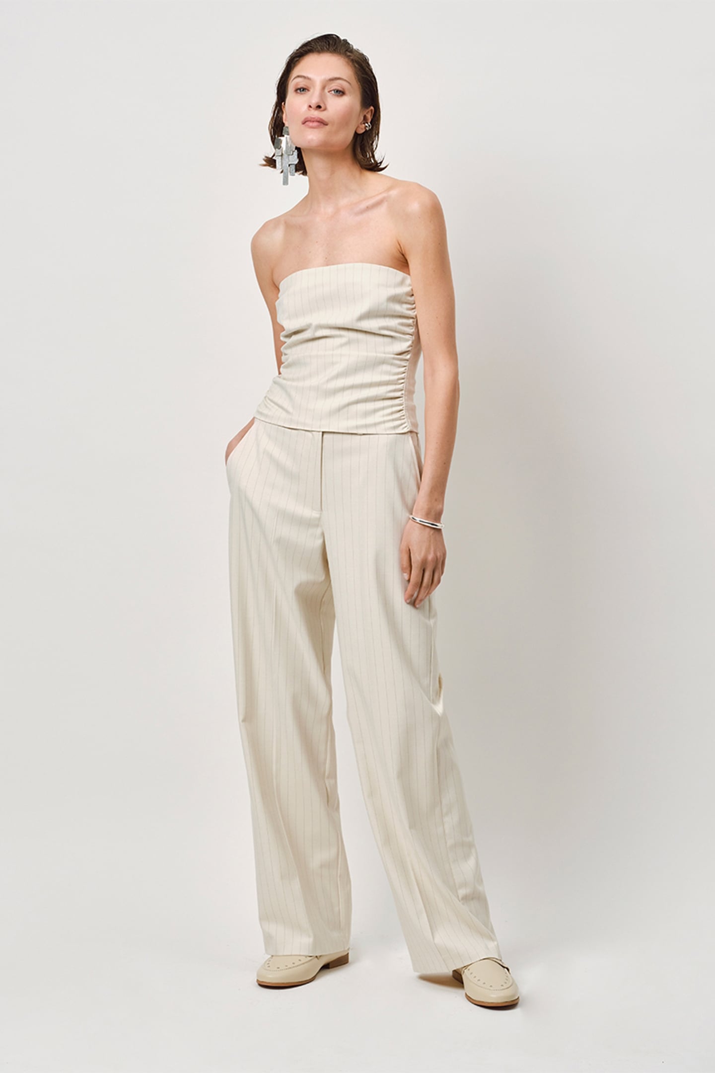 SPANGLE BUSTIER TOP ECRU 1