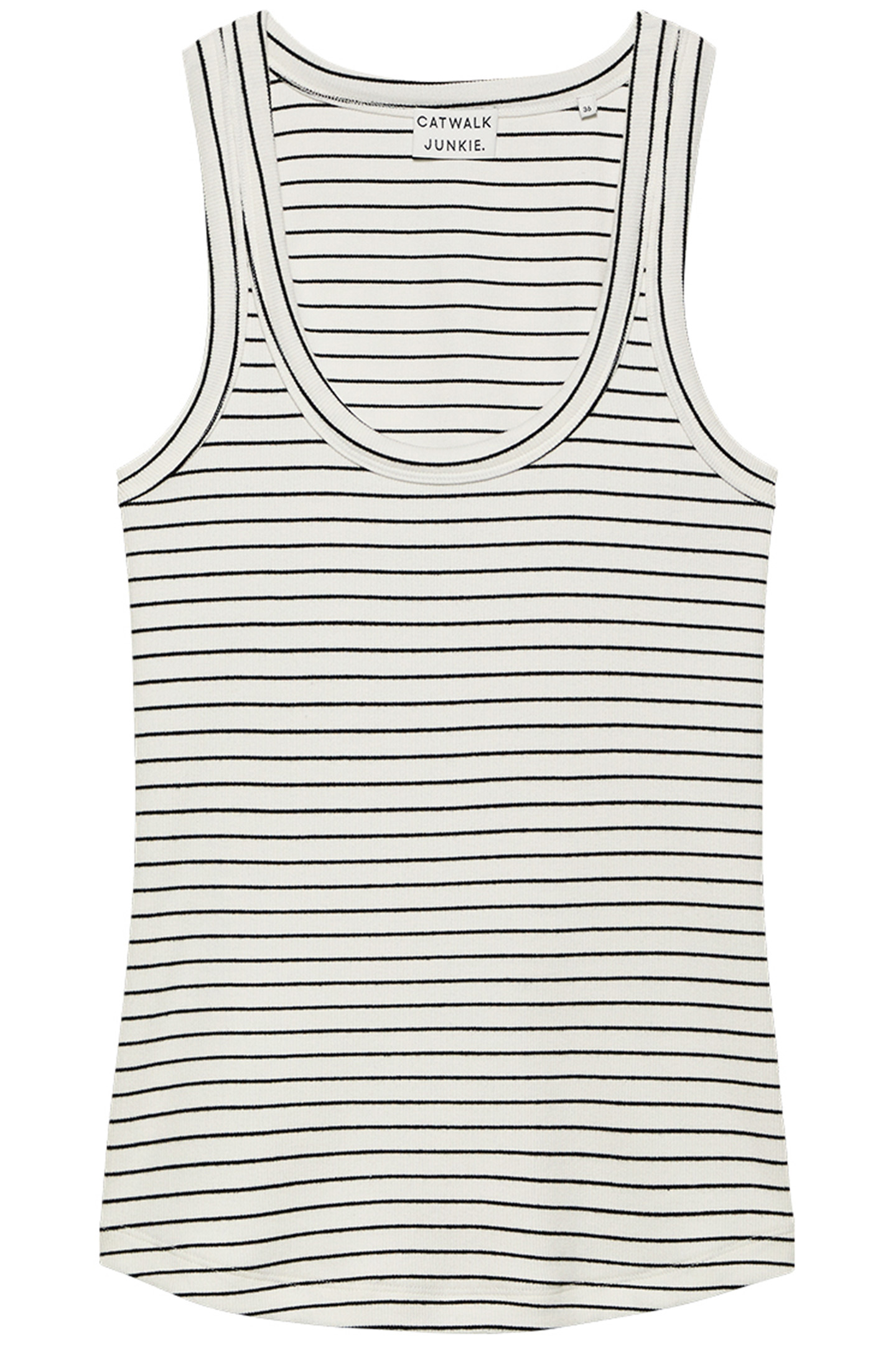 STRIPED SCOOP NECK RIB SINGLET OFF WHITE 4