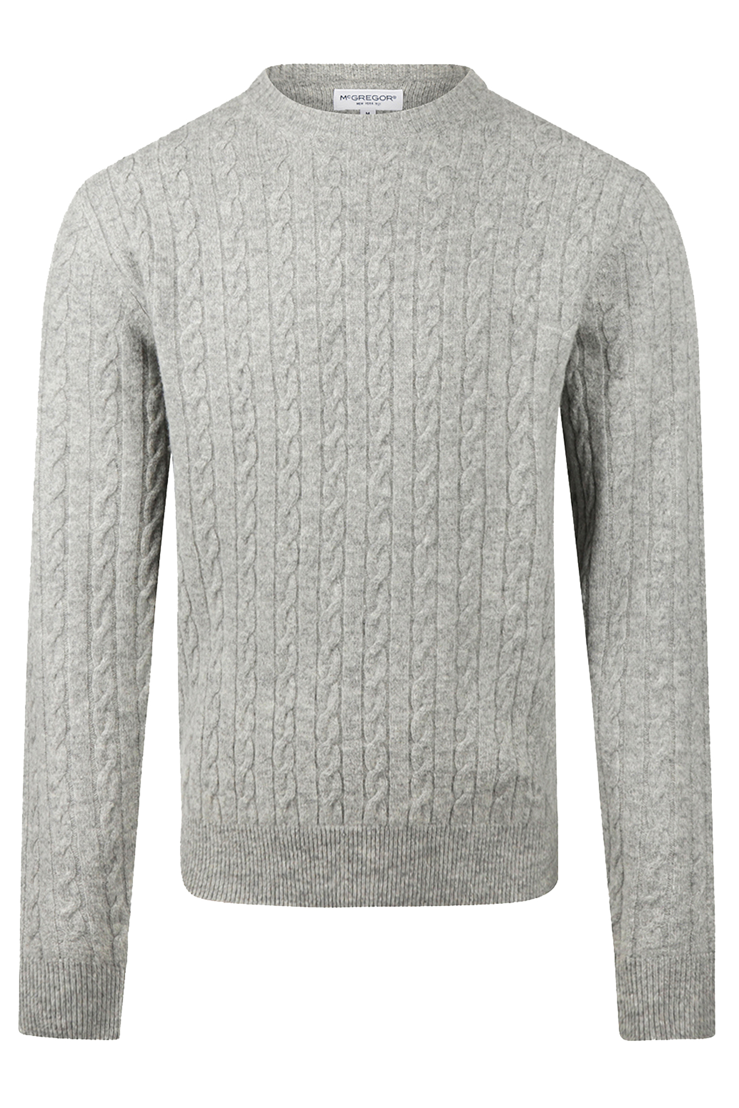 CABLE CREW NECK SWEATER MEDIUM GREY MELANGE 4