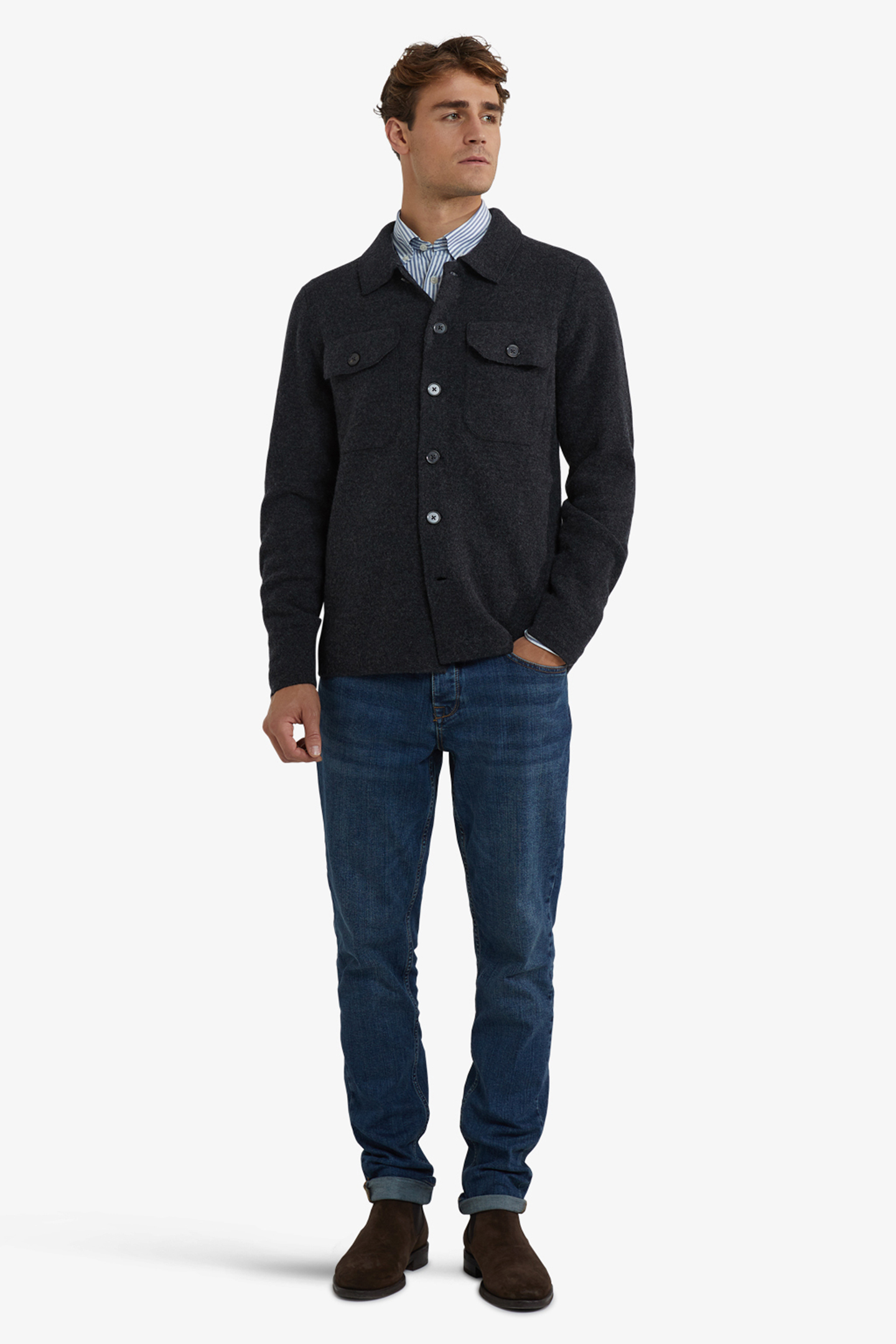 FASHION BUTTON CARDIGAN DARK GREY MELANGE 2