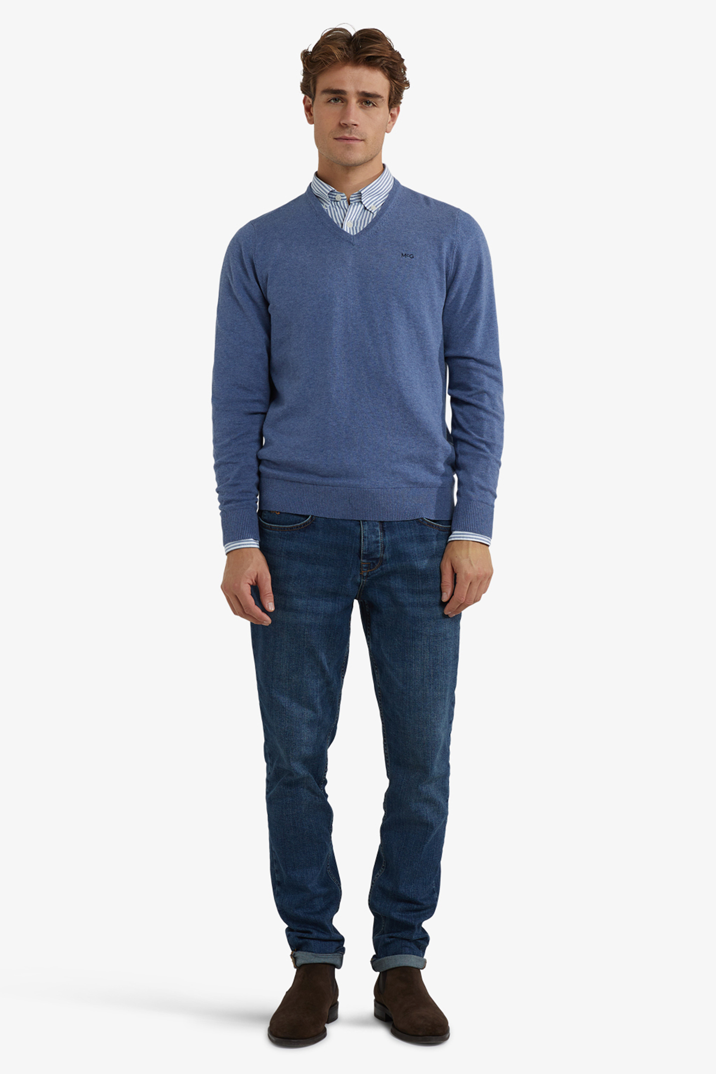 V-NECK SWEATER VINTAGE BLUE 2