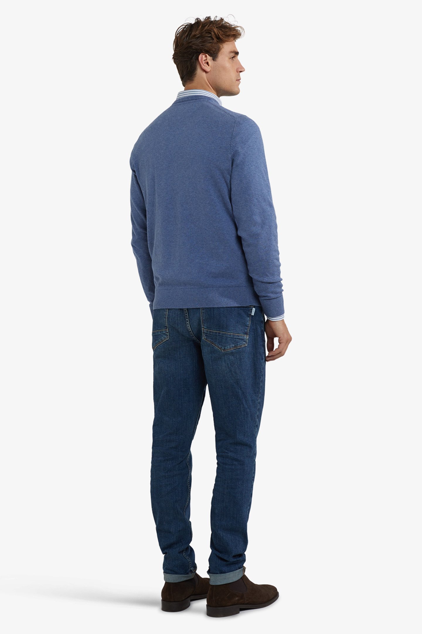 V-NECK SWEATER VINTAGE BLUE 3