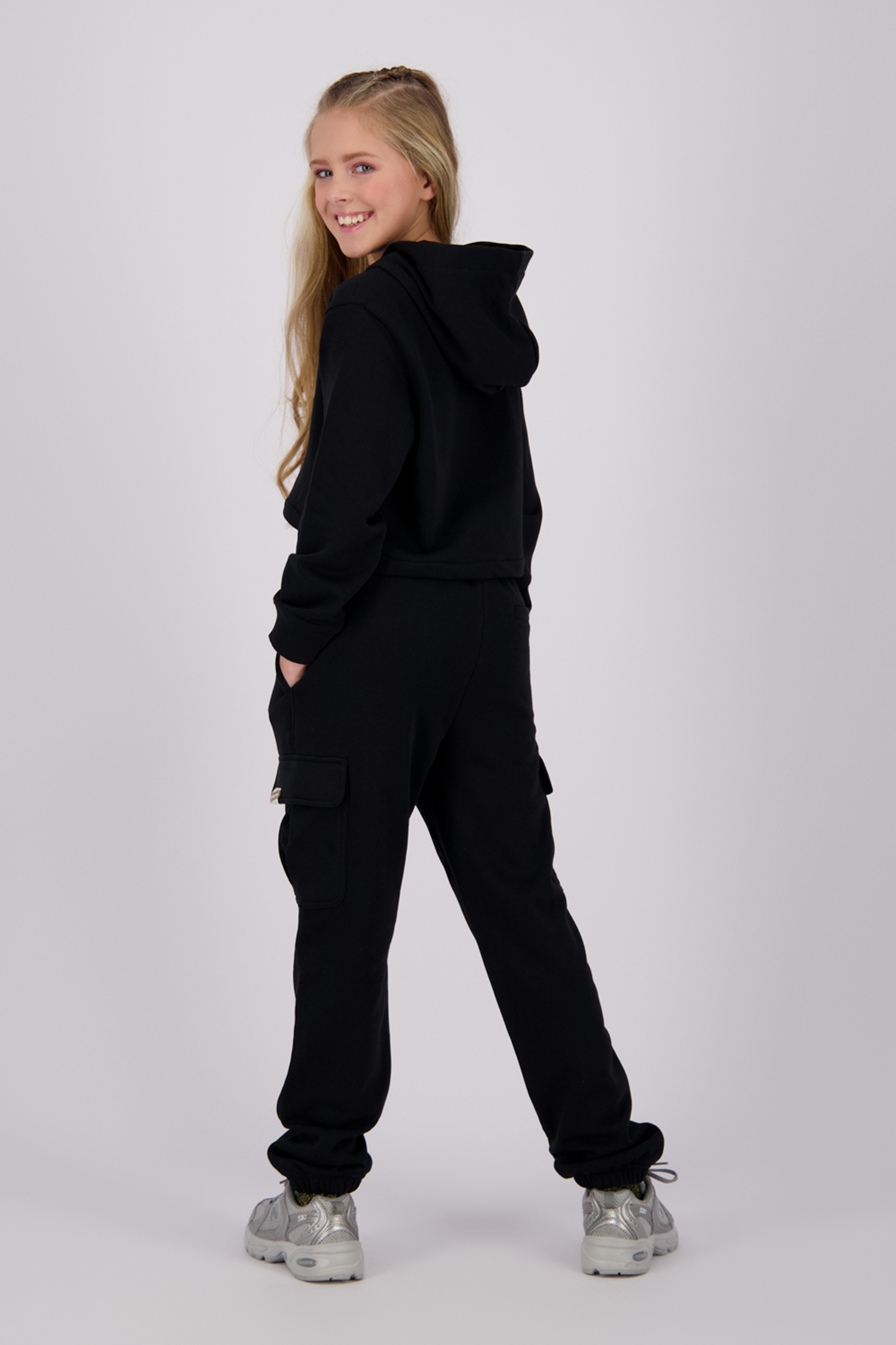 GIRLS G-BASIC-SWEAT-HOODY CROP HOODY DEEP BLACK 2