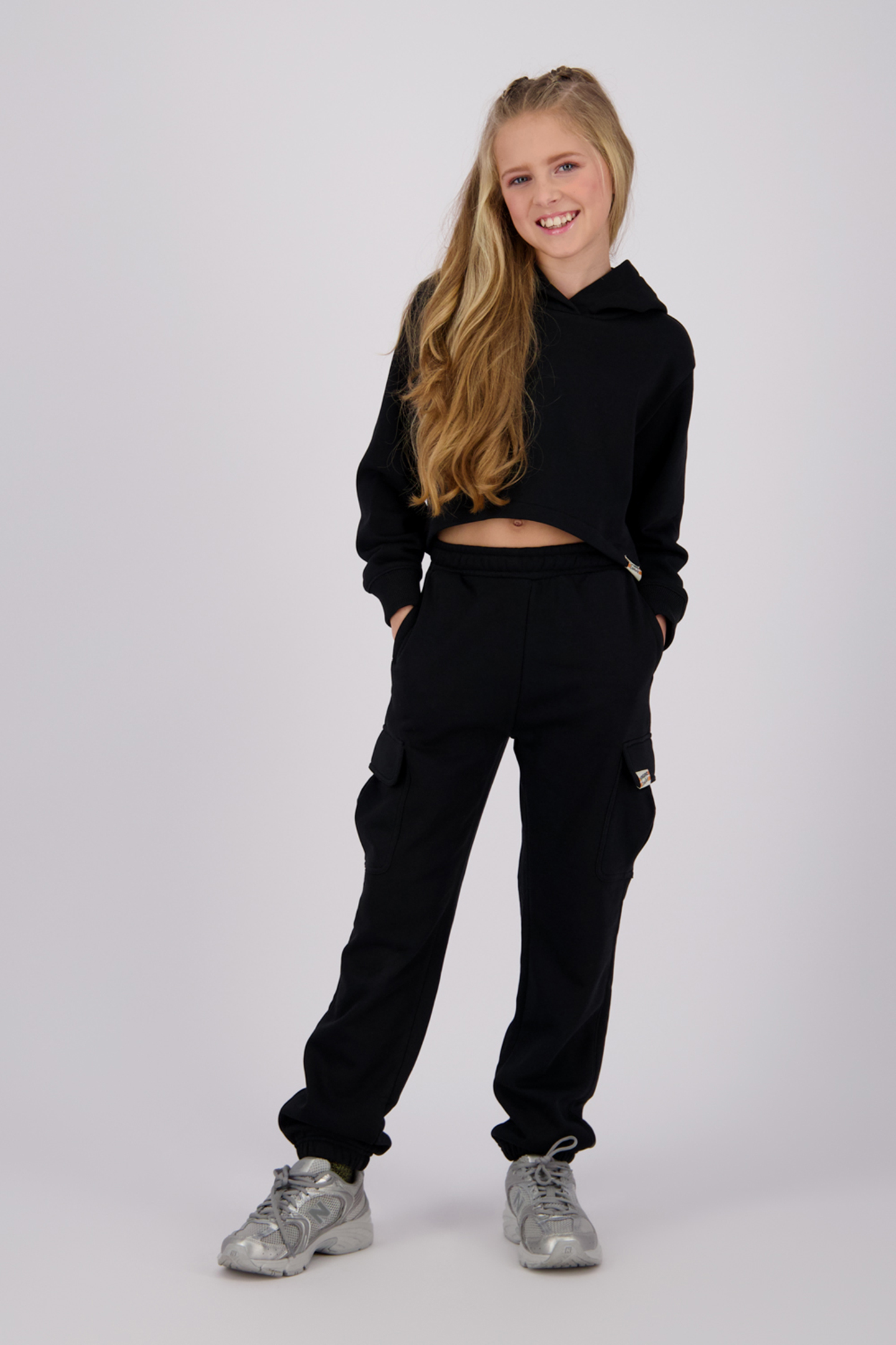 GIRLS G-BASIC-SWEAT-CARGO PANT PANTS DEEP BLACK 1