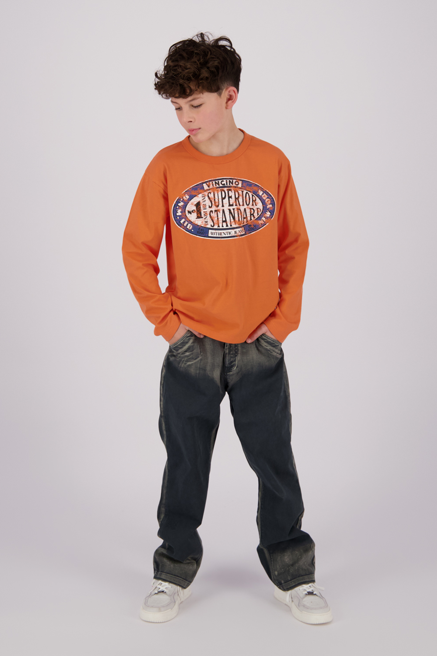 BOYS JEAN T-SHIRT DUSTED ORANGE 1