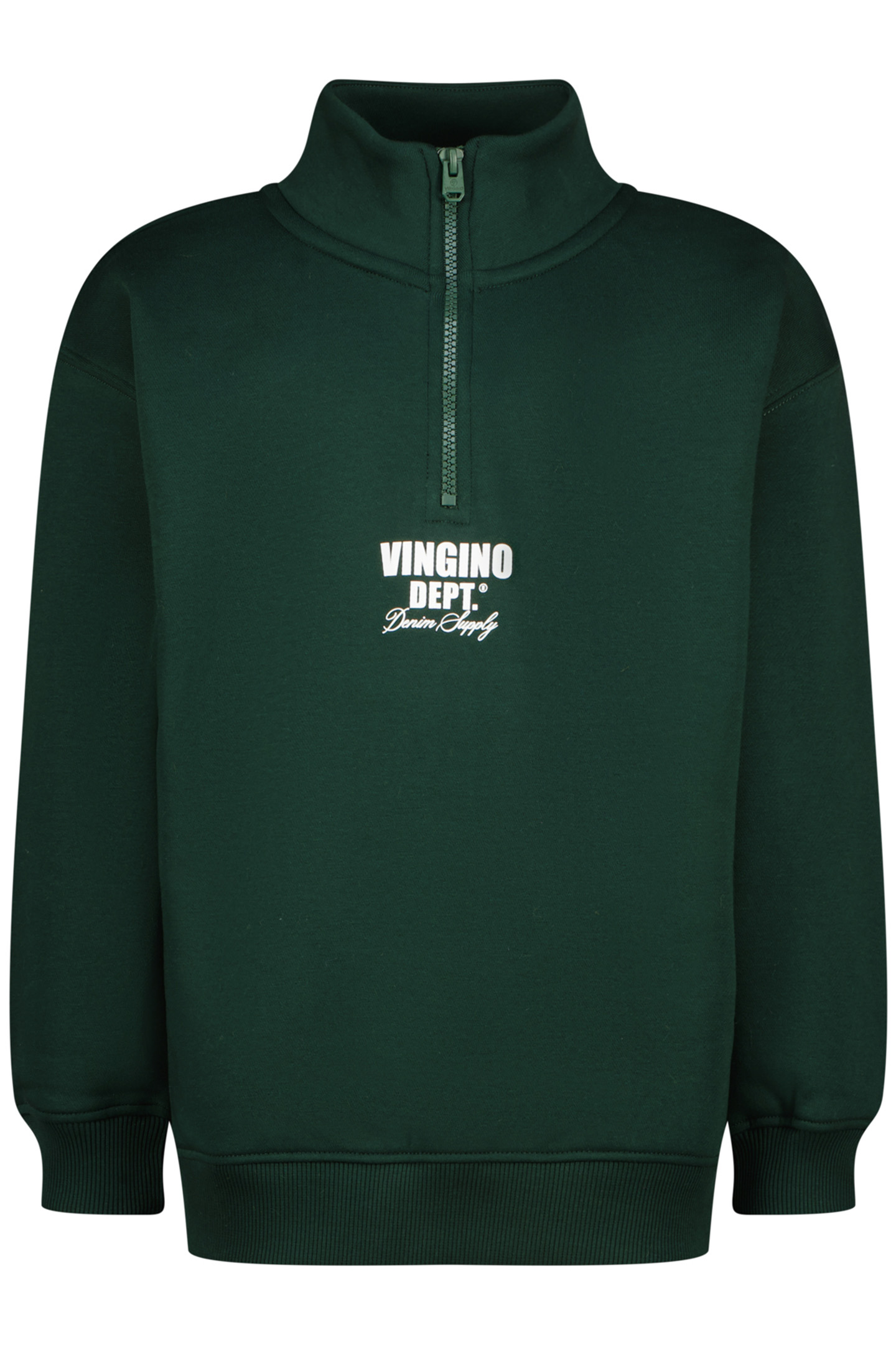 BOYS BASIC-HALF ZIP SWEATER RACING GREEN 1