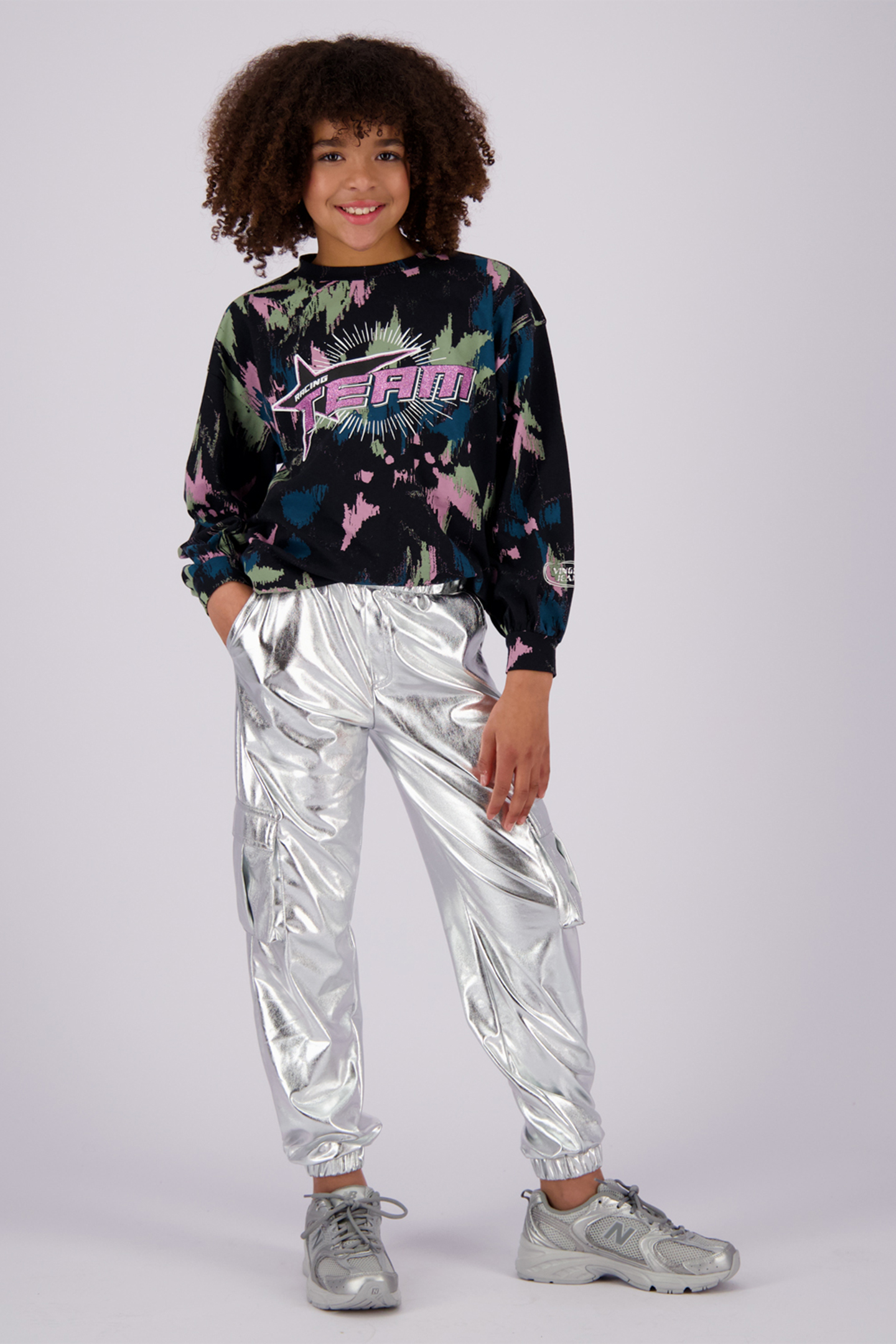 GIRLS SHYLA PANTS SILVER METALLIC 1