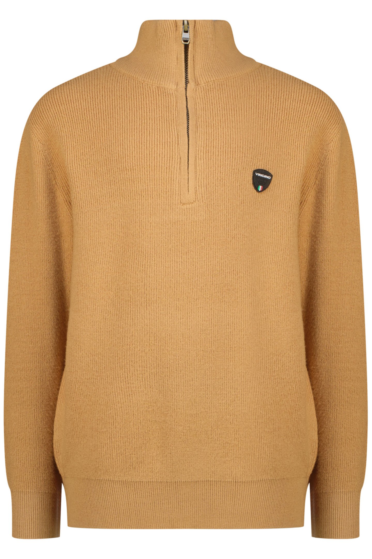 BOYS KNIT-HALF-ZIP FLAT KNIT LATTE SAND 1