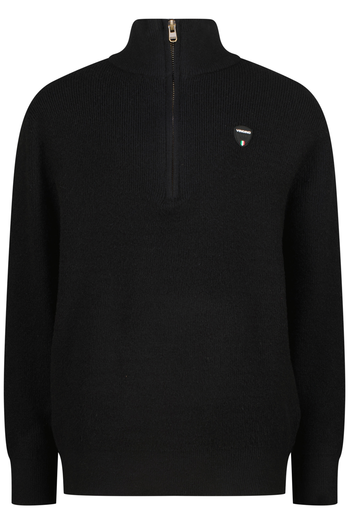 BOYS KNIT-HALF-ZIP FLAT KNIT DEEP BLACK 1