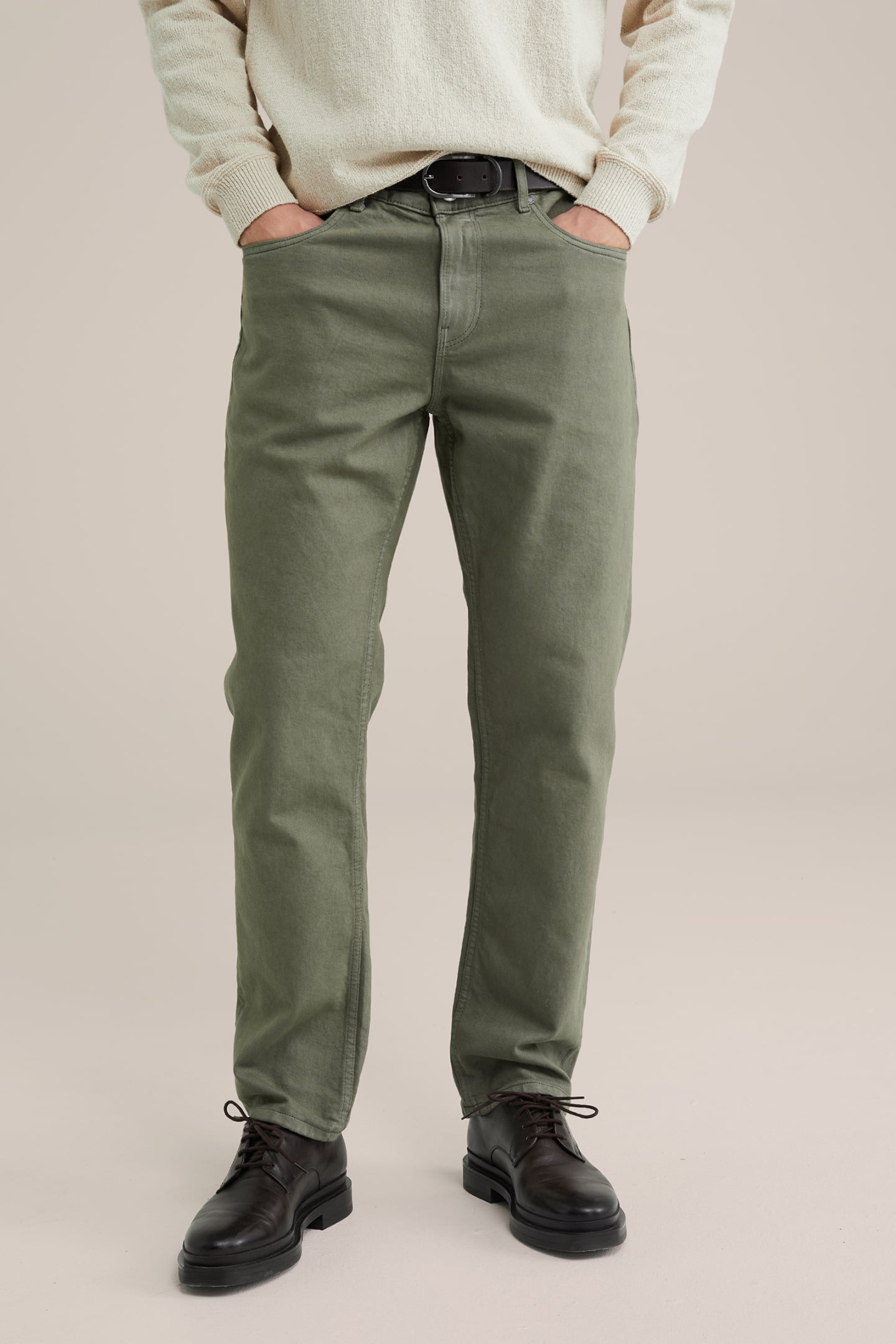 5-POCKET MID WAIST OLIVE GREEN 1