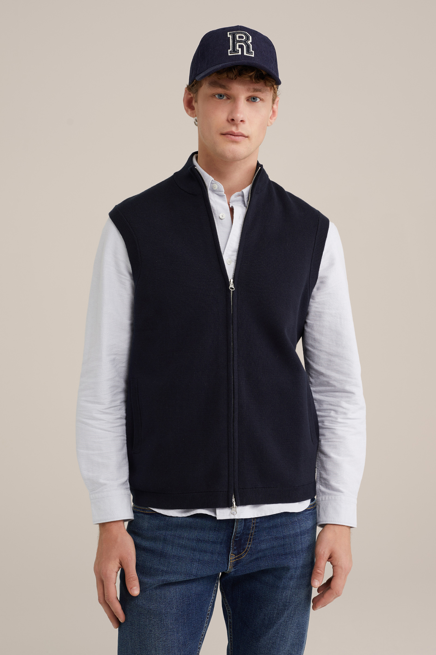 CARDIGAN WITH ZIPPER NAVY BLUE 1