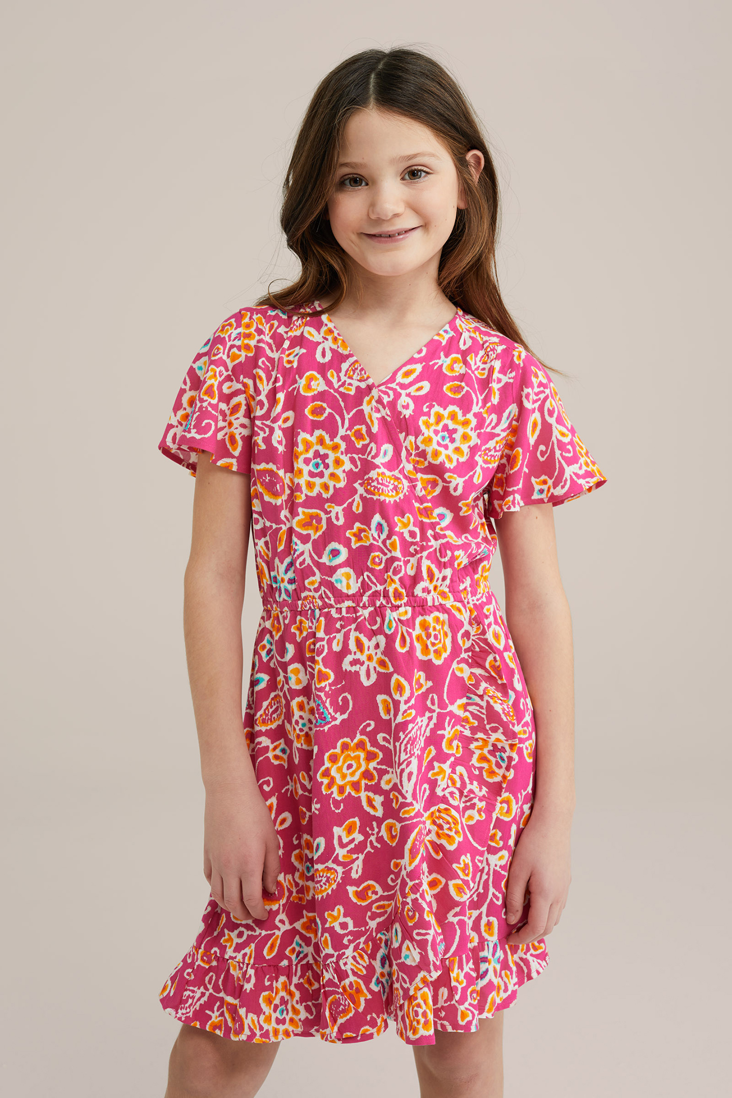 DRESS MID LENGTH BRIGHT PINK 1