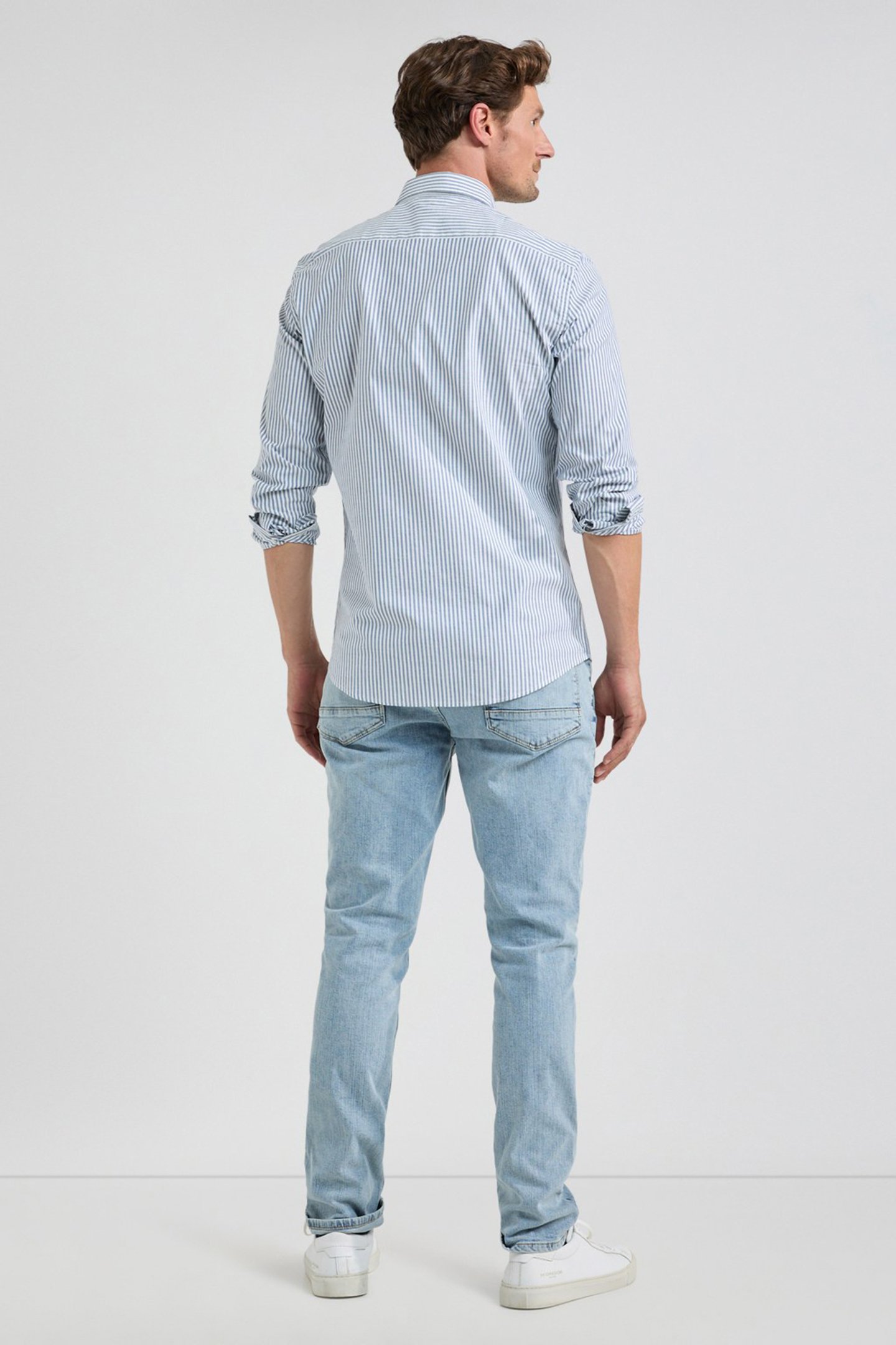 STRETCH OXFORD SHIRT BIG STRIPE NAVY 3