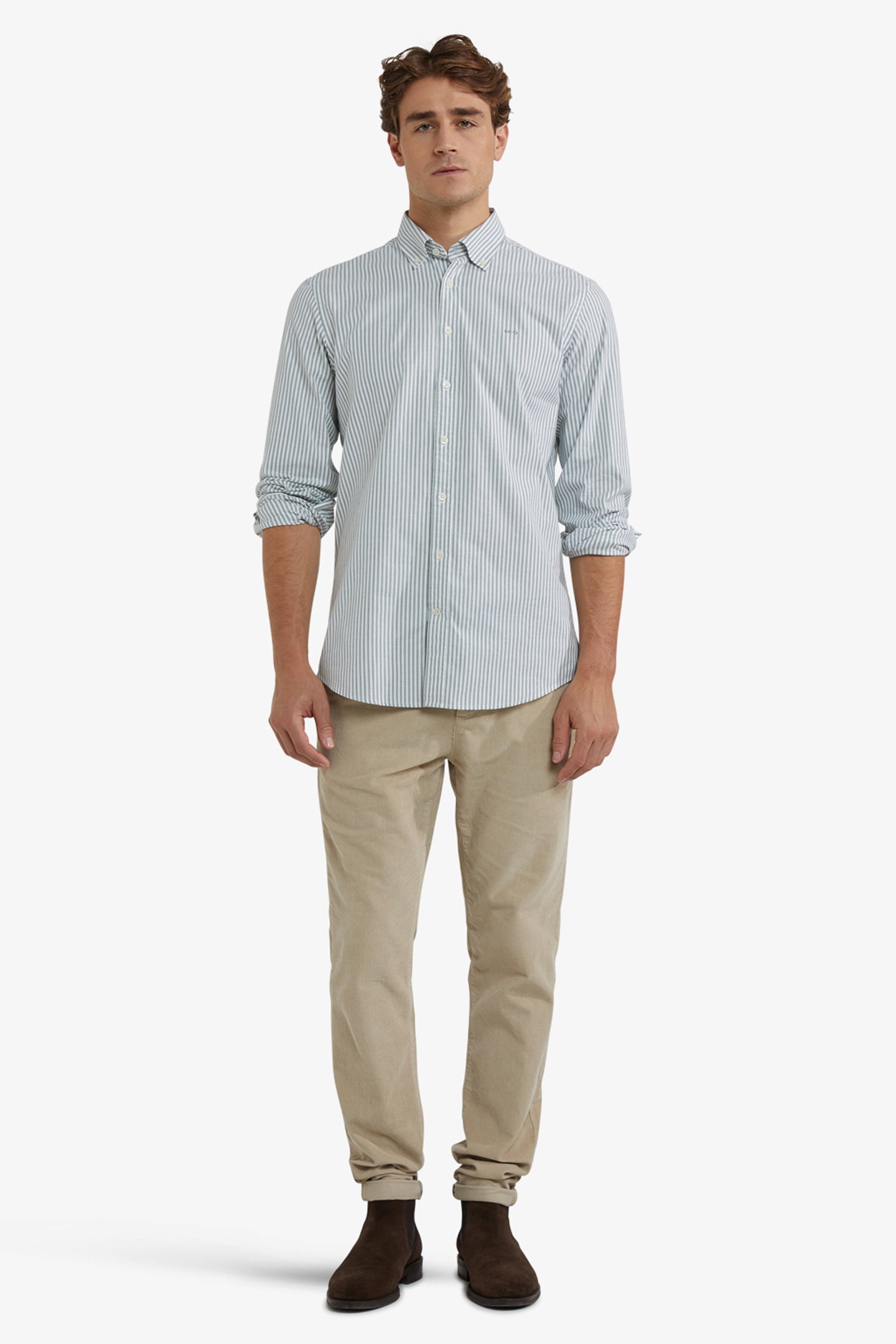 STRETCH OXFORD SHIRT BIG STRIPE WINTER SAGE 2