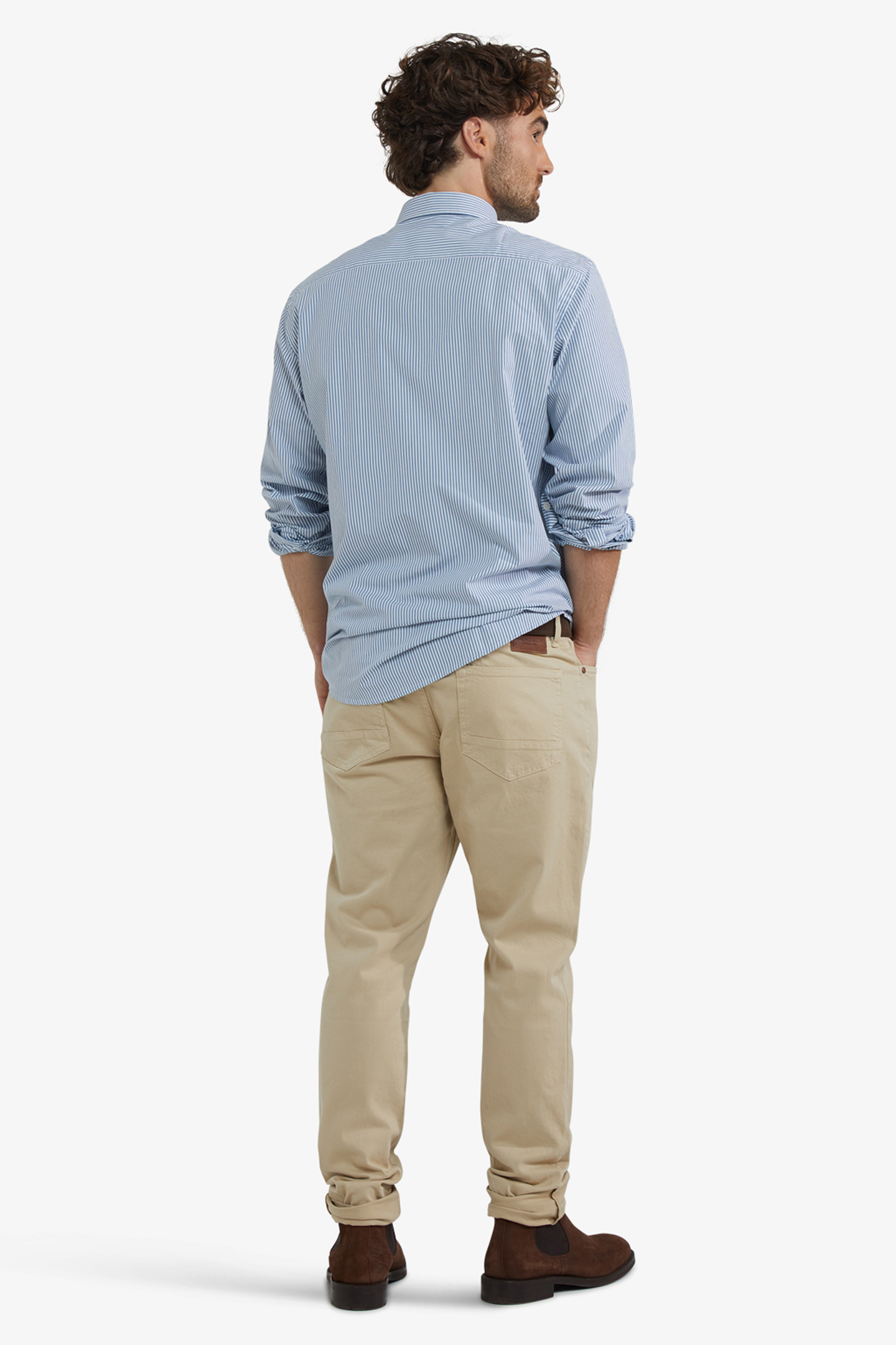 POPLIN STRIPE PEACHED SHIRT WORKER BLUE 3