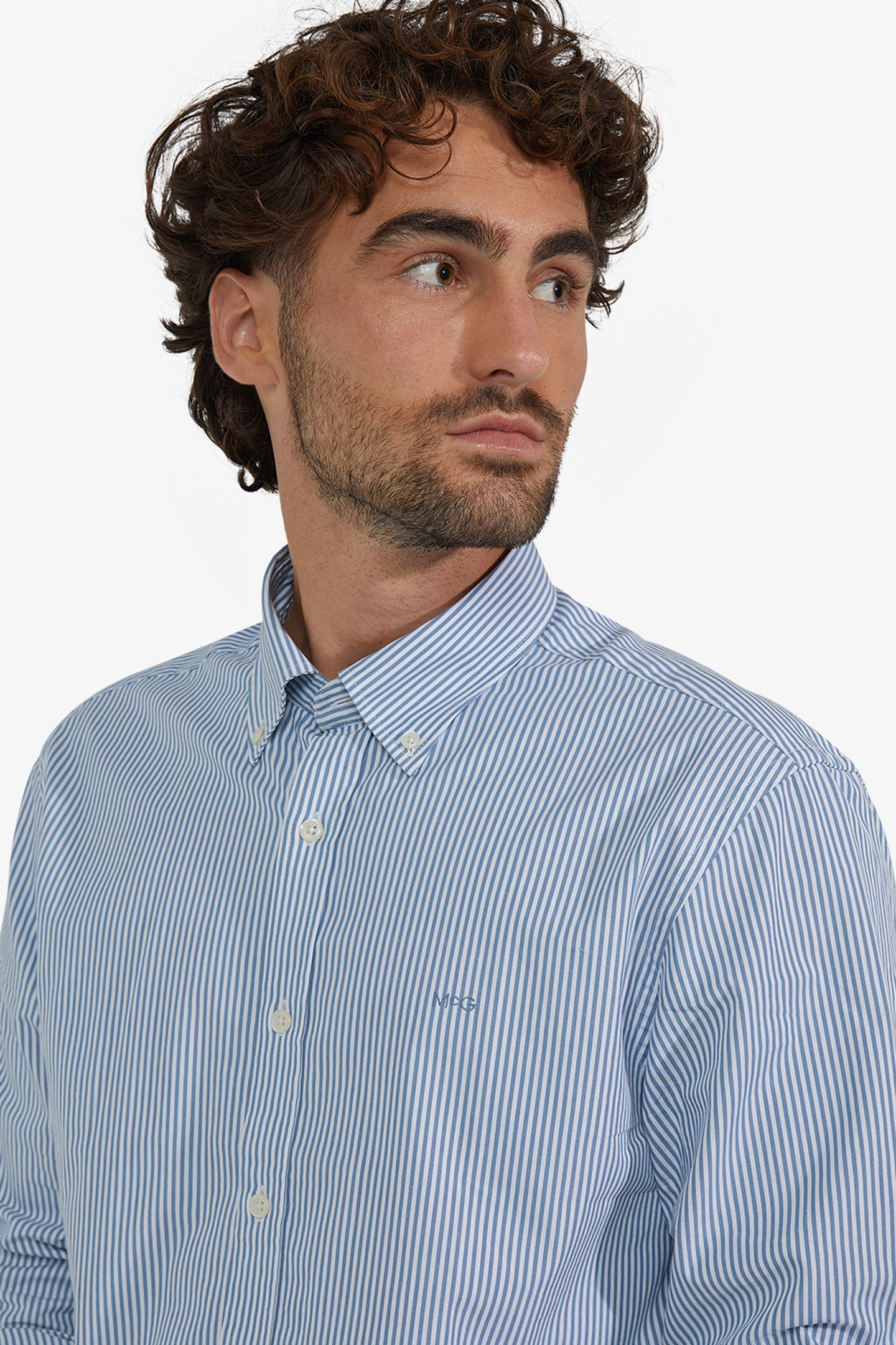 POPLIN STRIPE PEACHED SHIRT WORKER BLUE 4