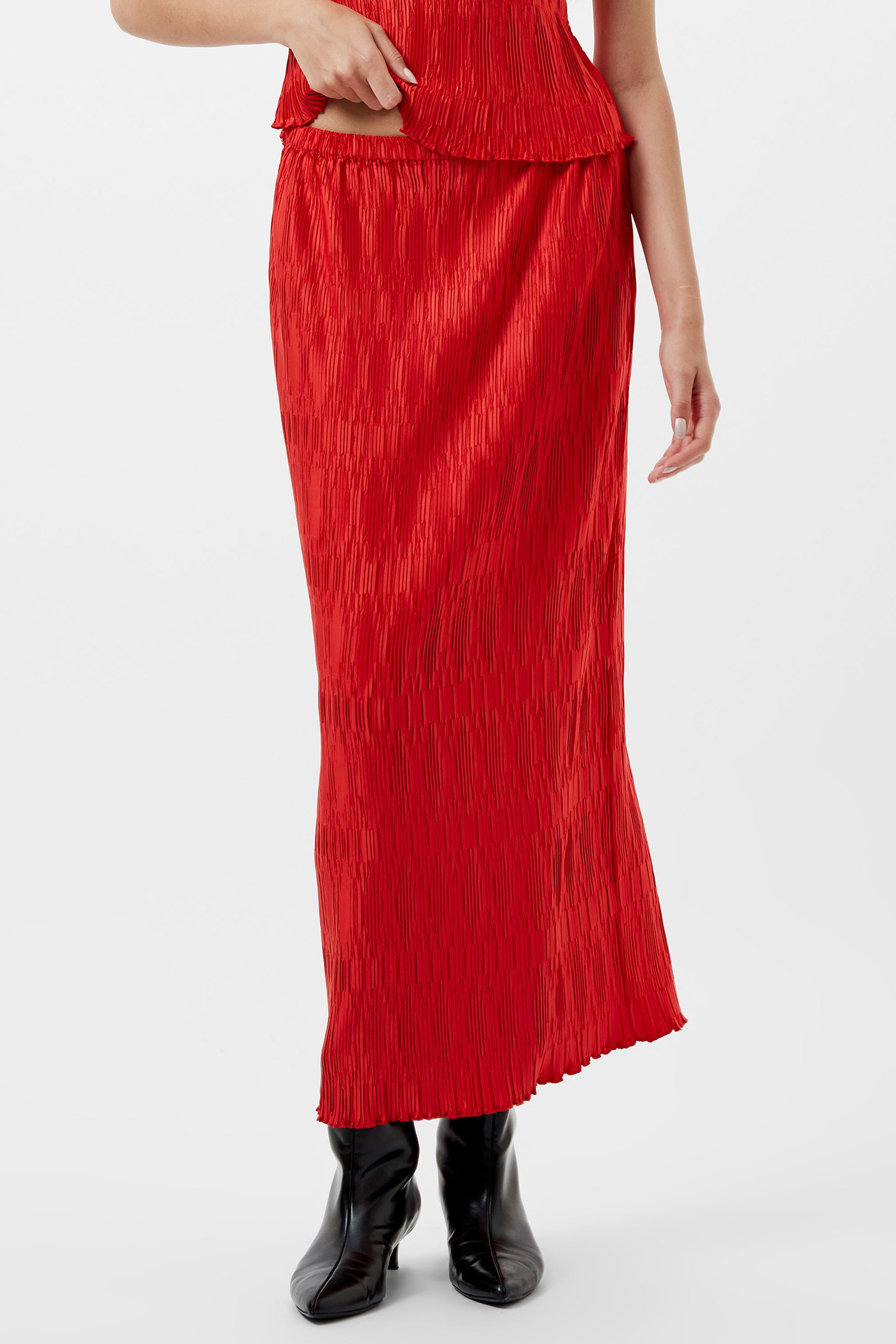 MOIRA PLEATED SKIRT SCARLET RED 1