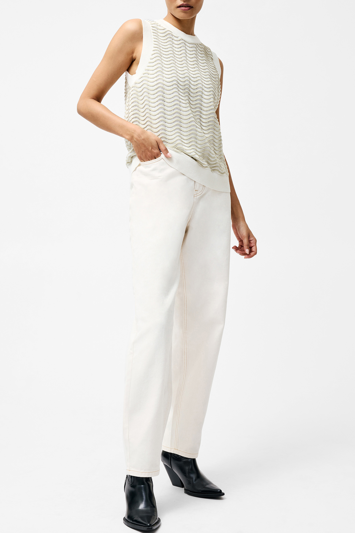 LONDON SLVLSS JUMPER CREAM/PISTACHIO 2