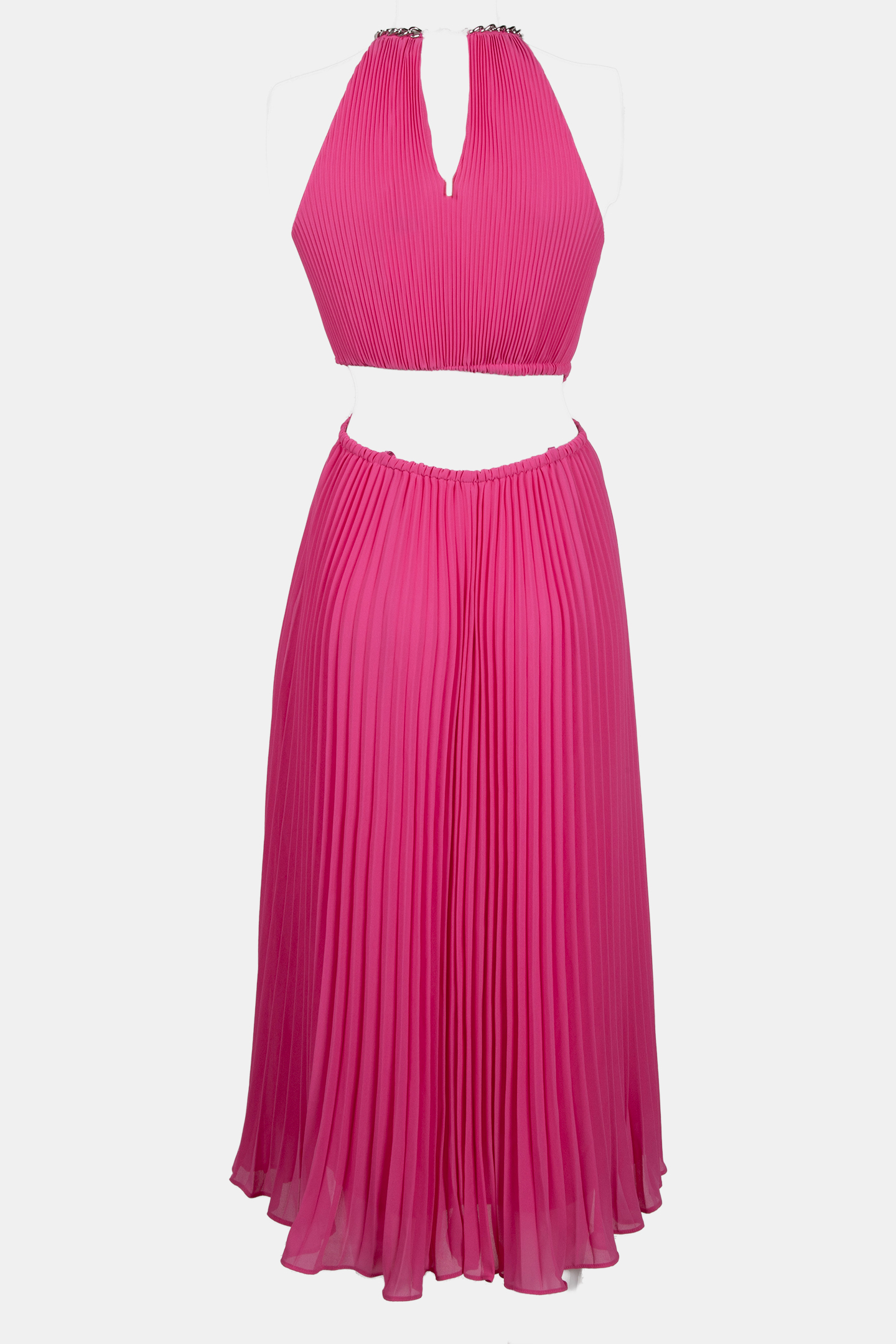 PLEATED CUTOUT DRESS CERISE 2