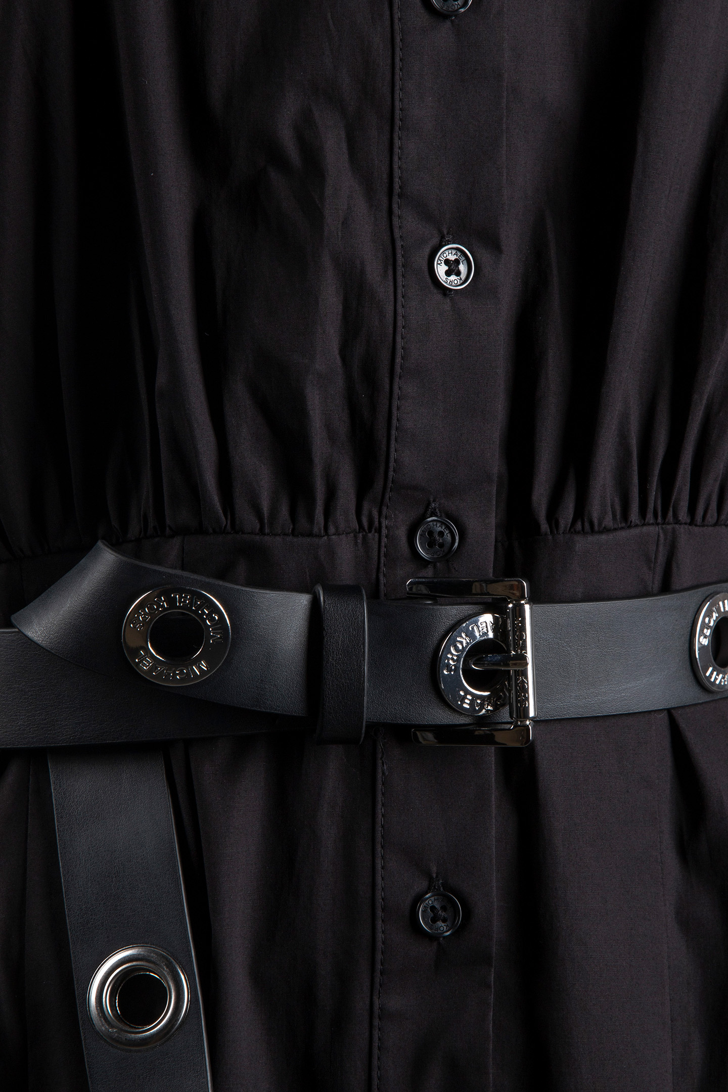 POPLIN PLEATED MINI DRESS BLACK 3