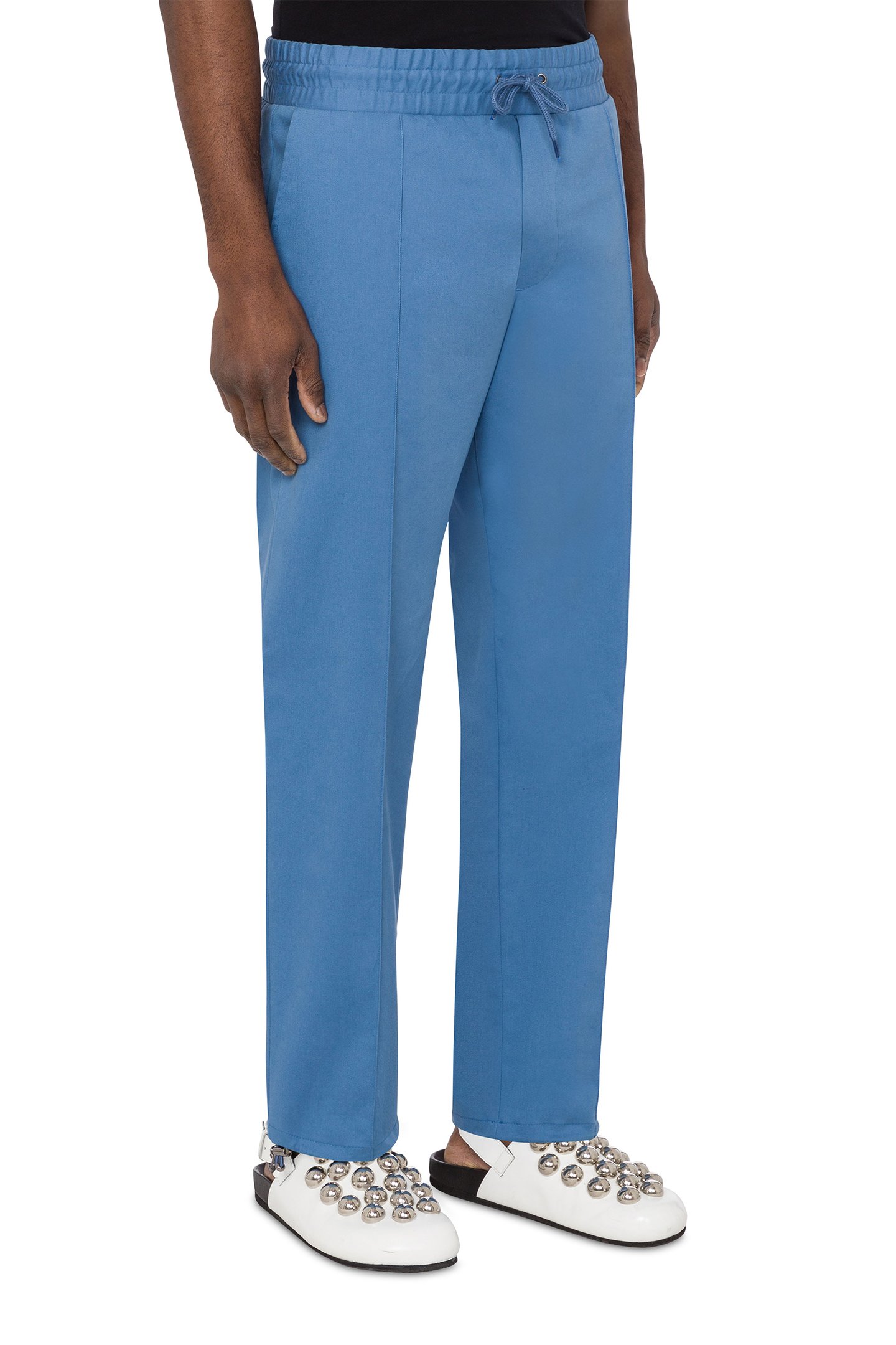 MOSCHINO OUTLINE STRETCH GABARDINE TROUSERS BLUE 1