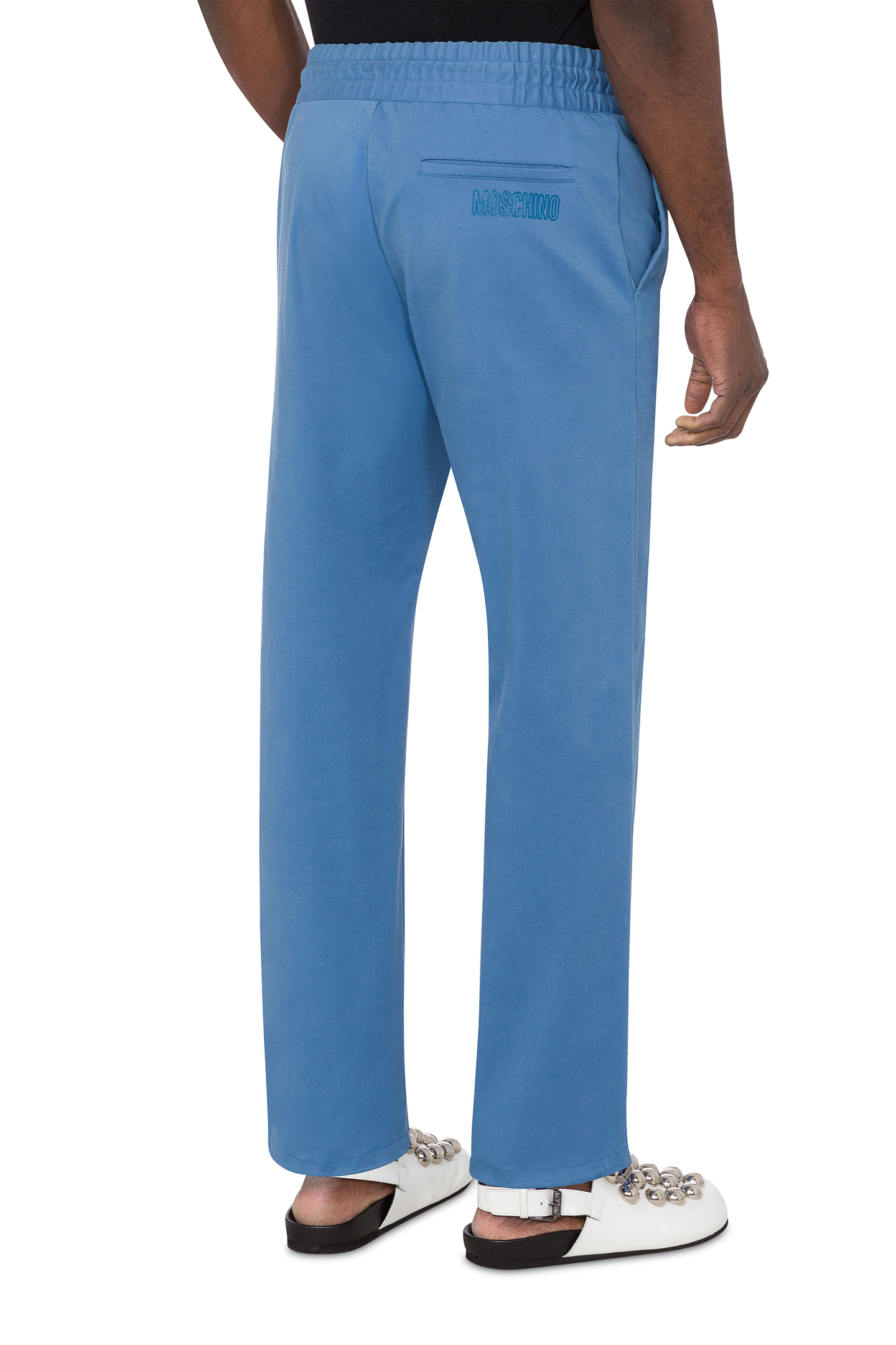 MOSCHINO OUTLINE STRETCH GABARDINE TROUSERS BLUE 2