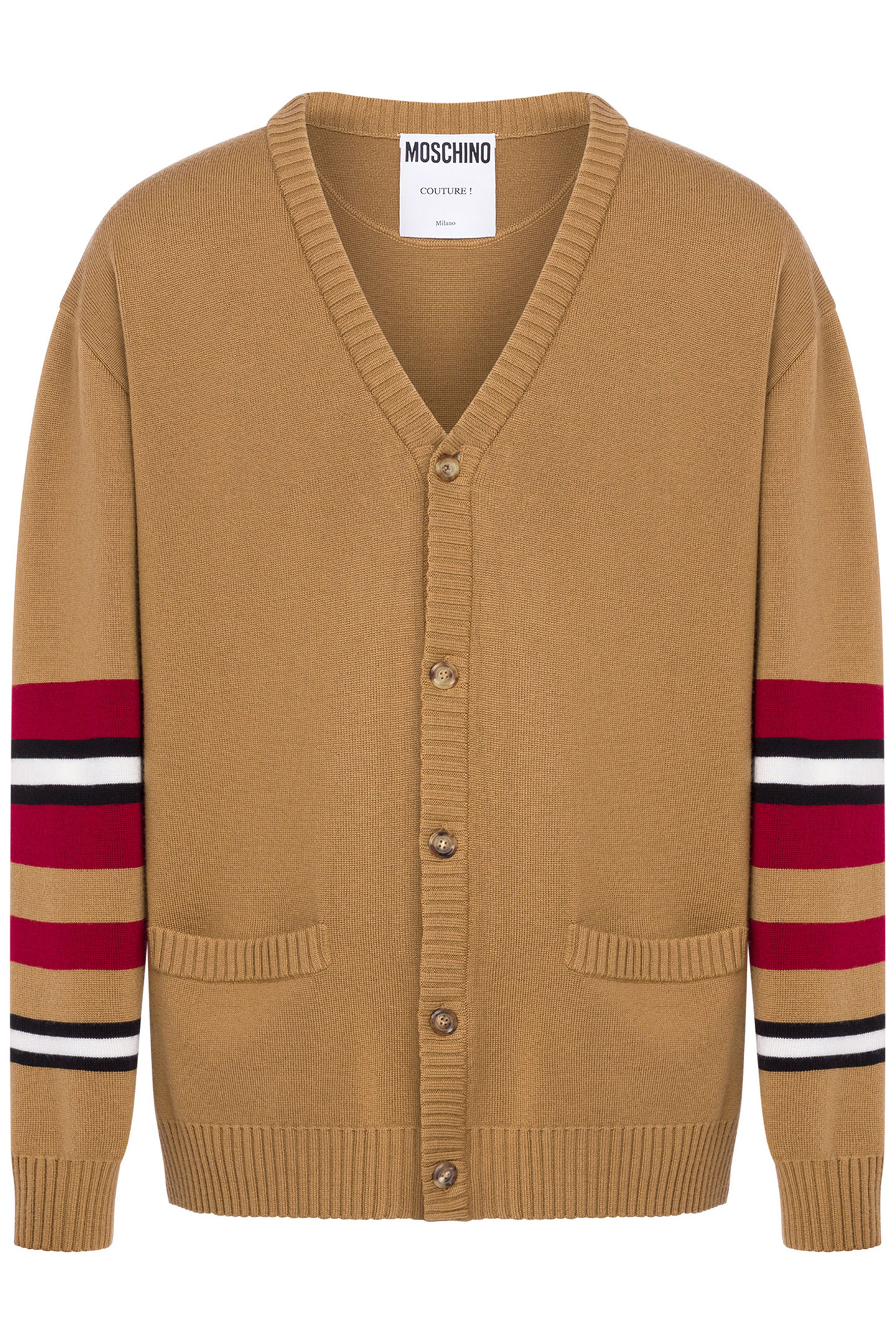 CARDIGAN WITH STRIPES INLAY BROWN 3