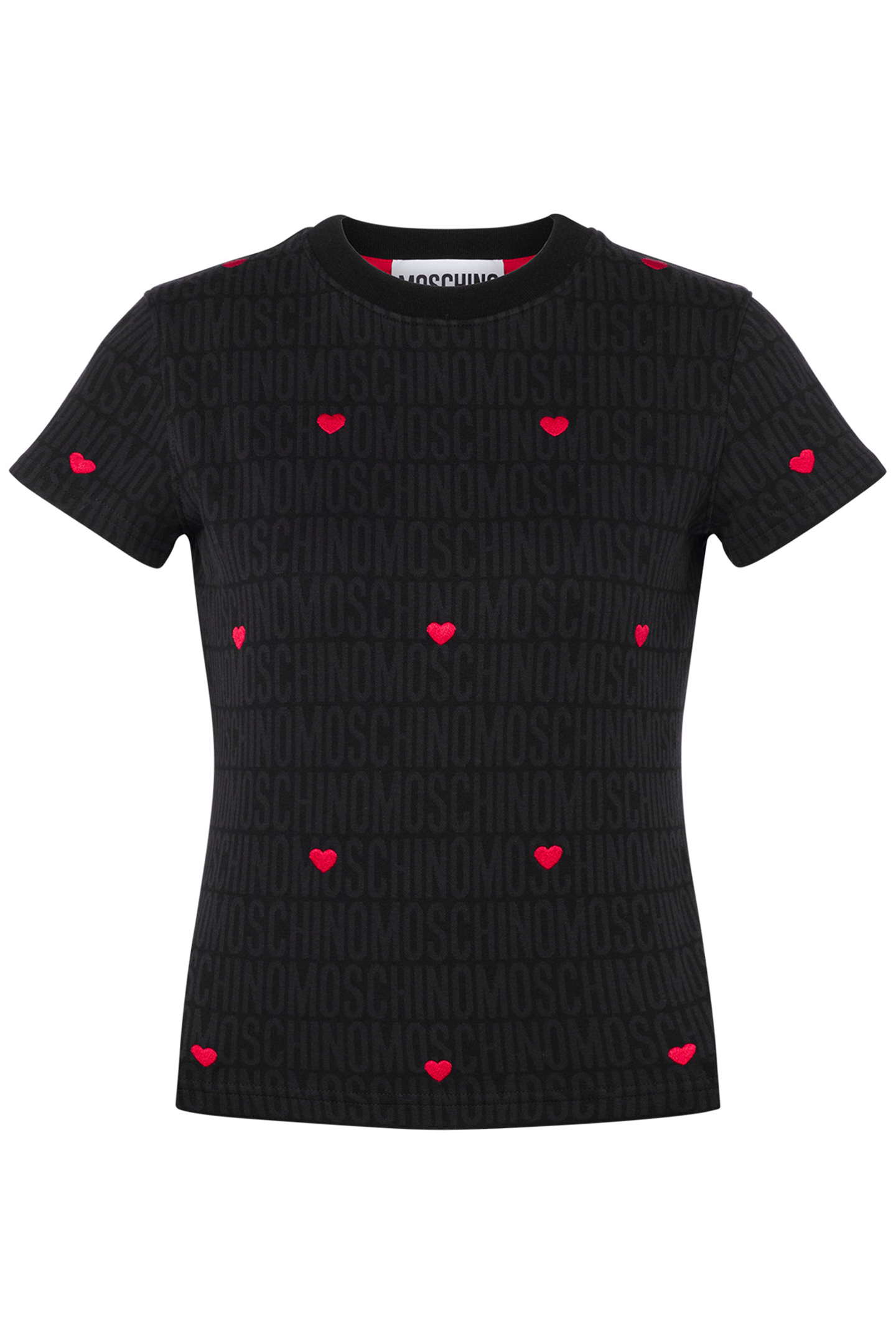 JERSEY T-SHIRT WITH ALLOVER LOGO HEARTS BLACK 3