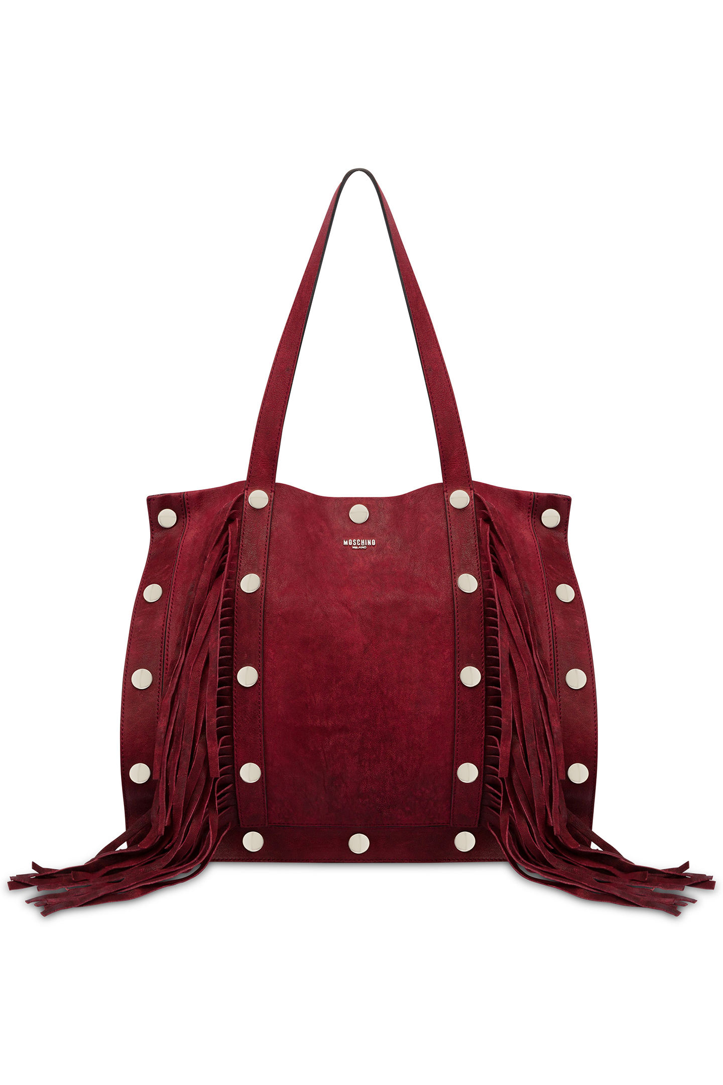 SNAP BUTTONS SHOPPER WITH FRINGES RED 1
