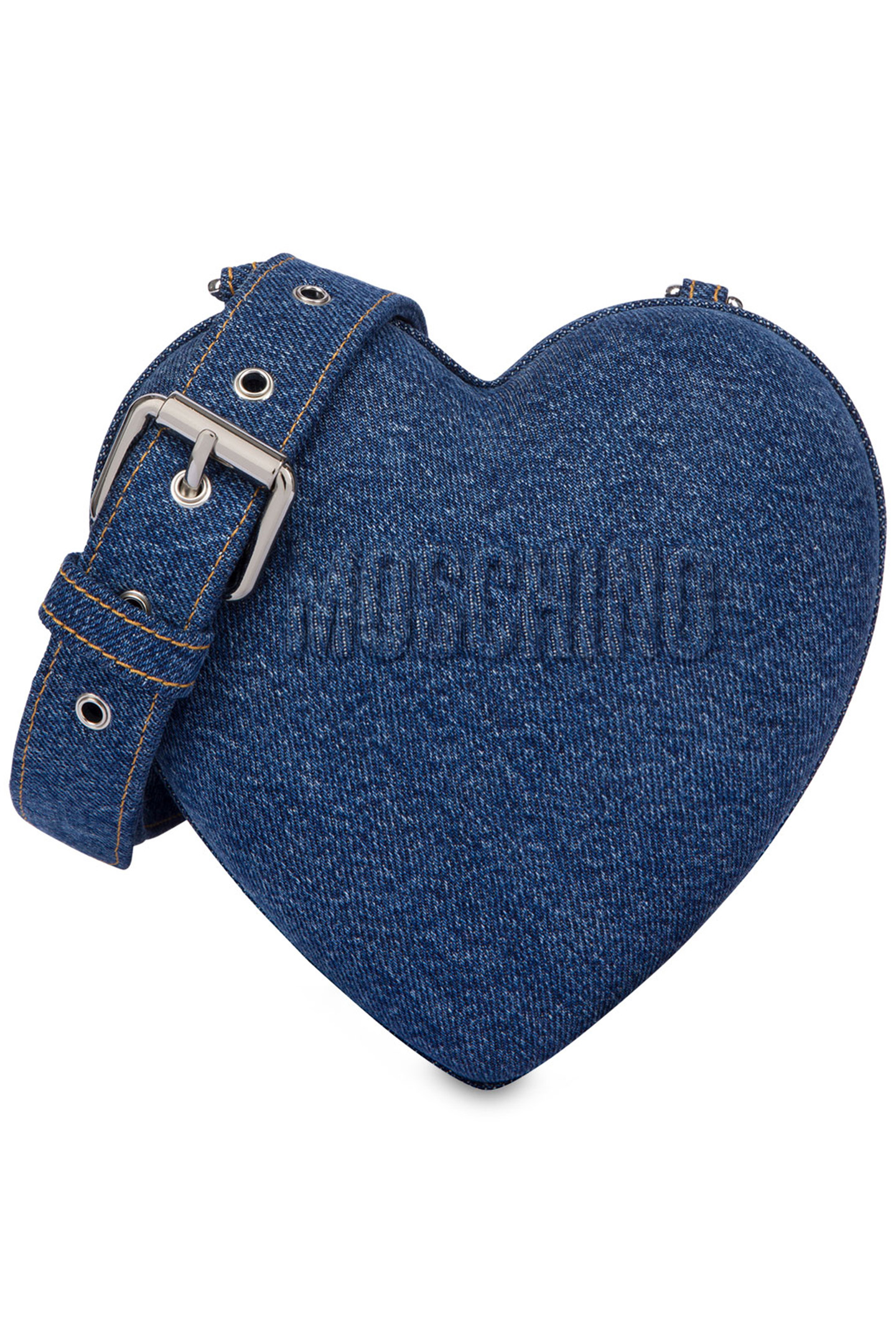MOSCHINO HEARTBEAT DENIM BAG WITH LOGO BLUE 1