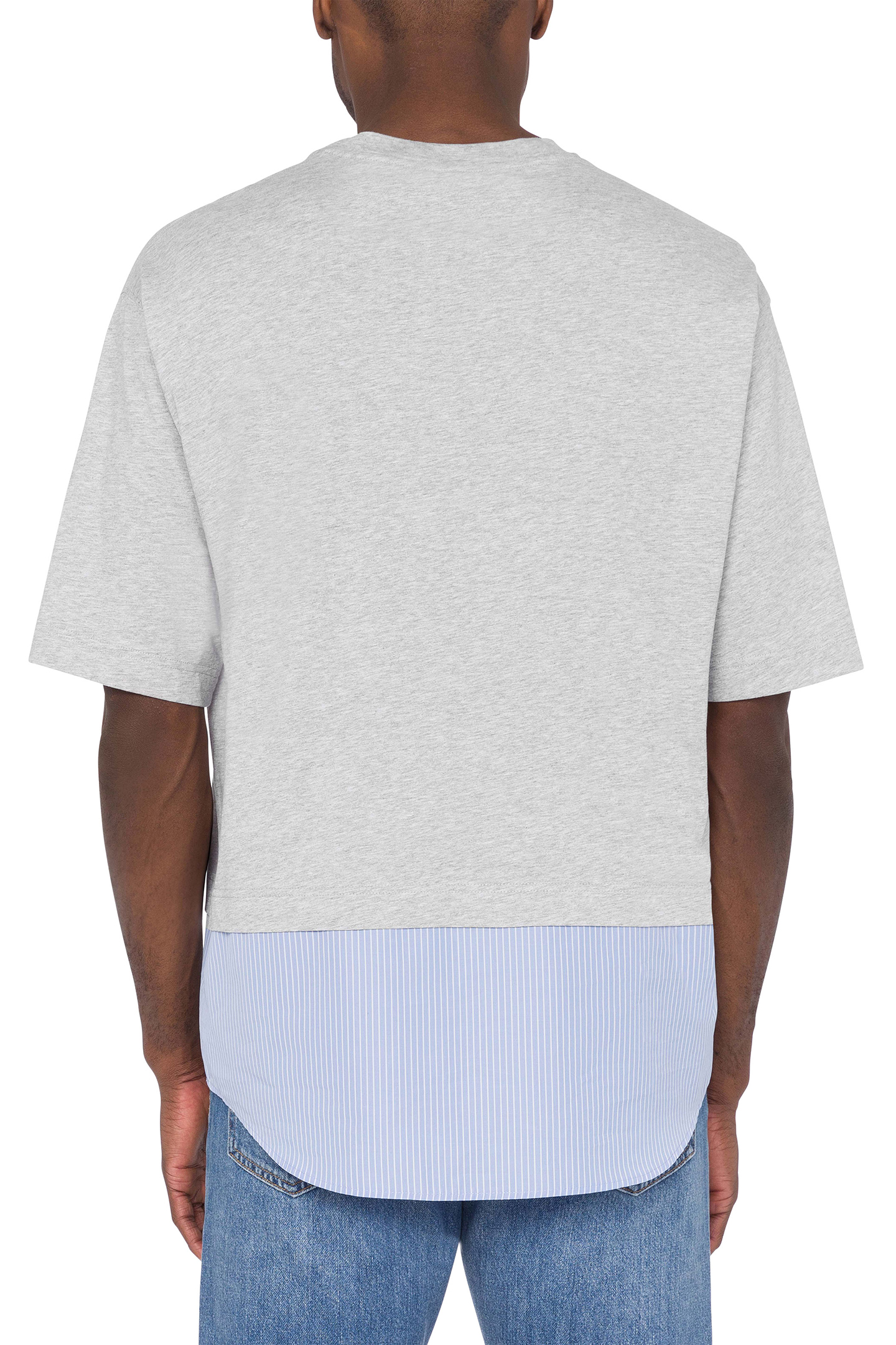 T-SHIRT WITH STRIPED HEM GREY 2