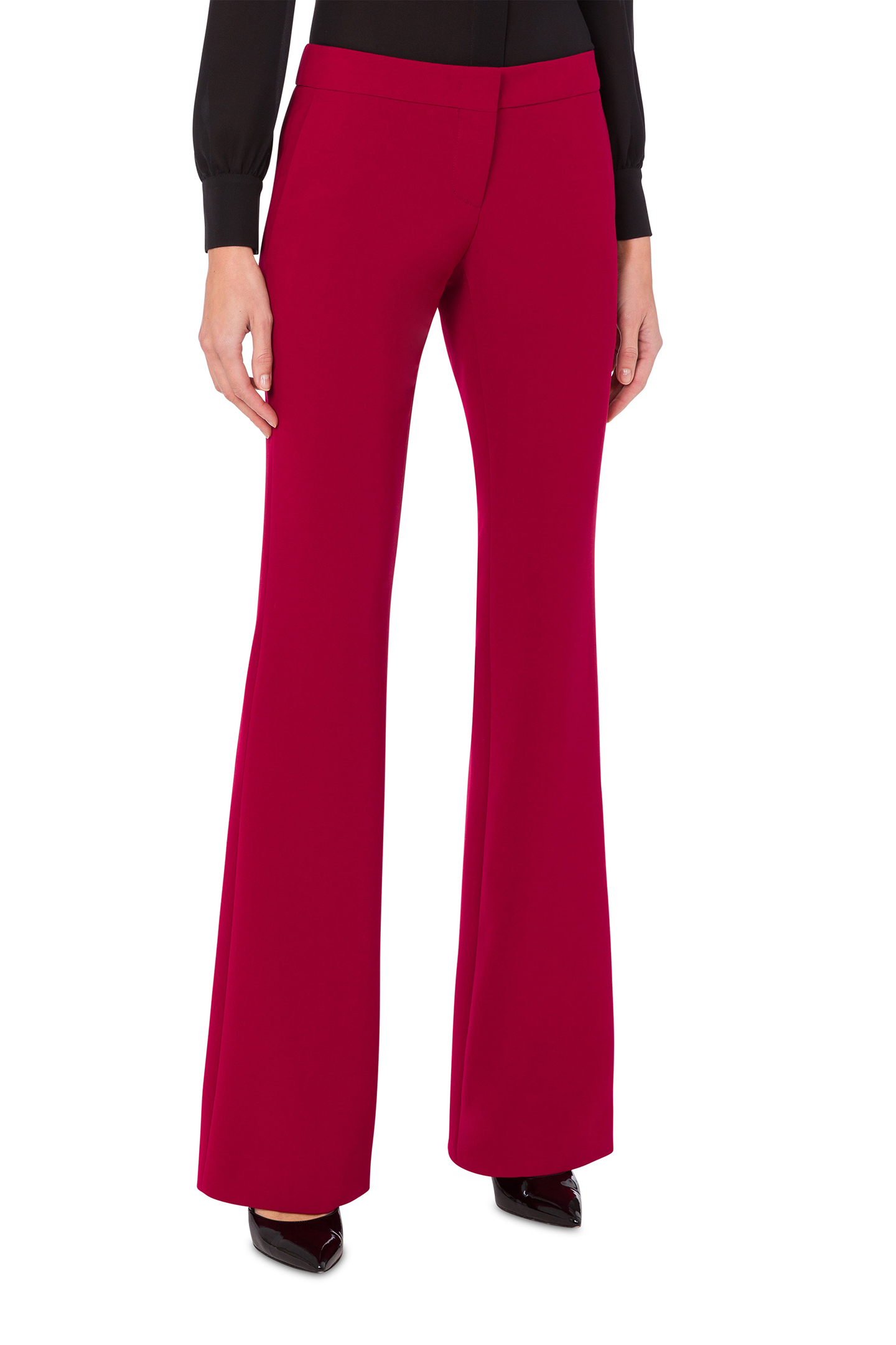 FLARE CREPE TROUSERS RED 1