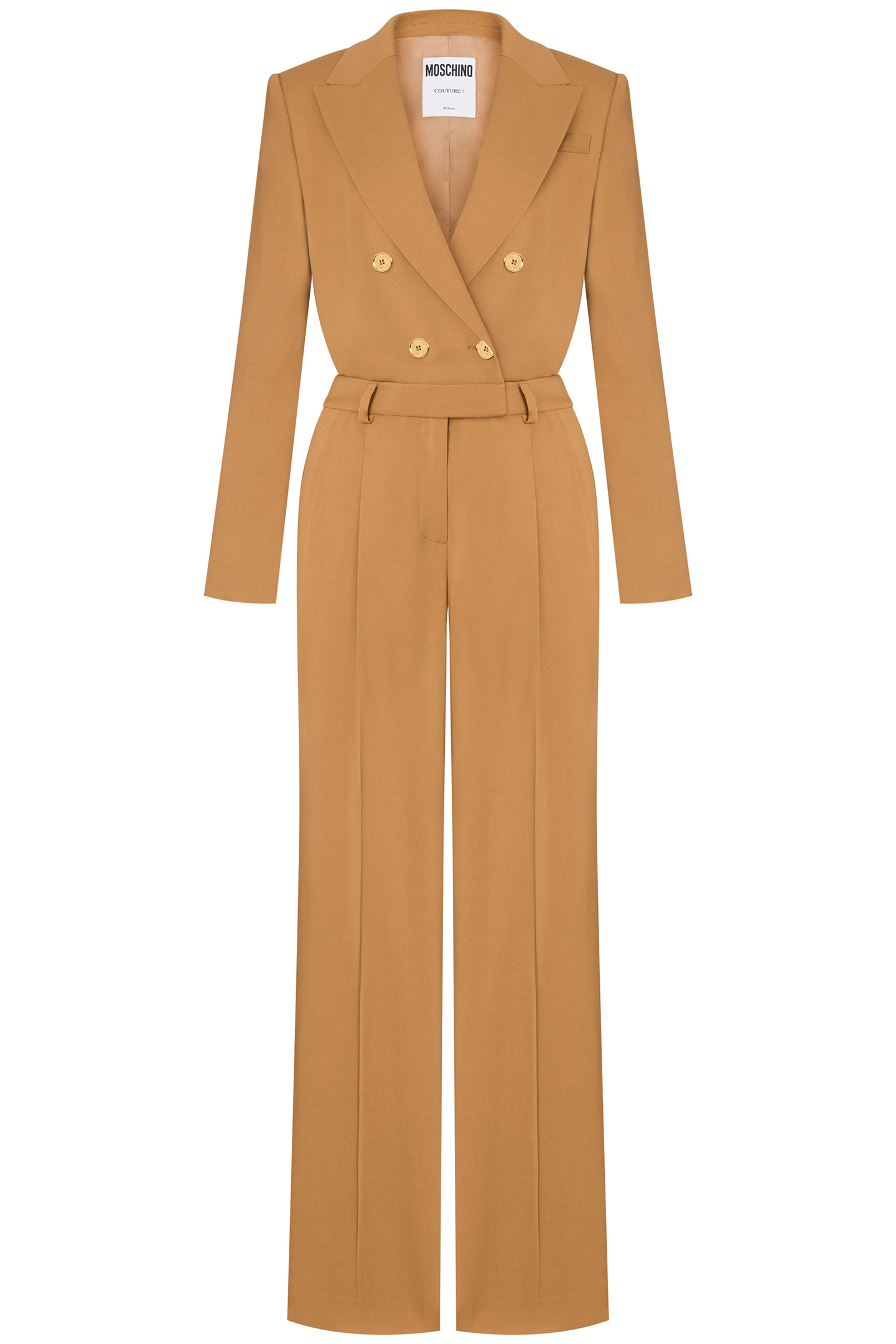 DIAGONAL JUMPSUIT IN STRETCH VISCOSE GOLD BUTTONS BROWN 3