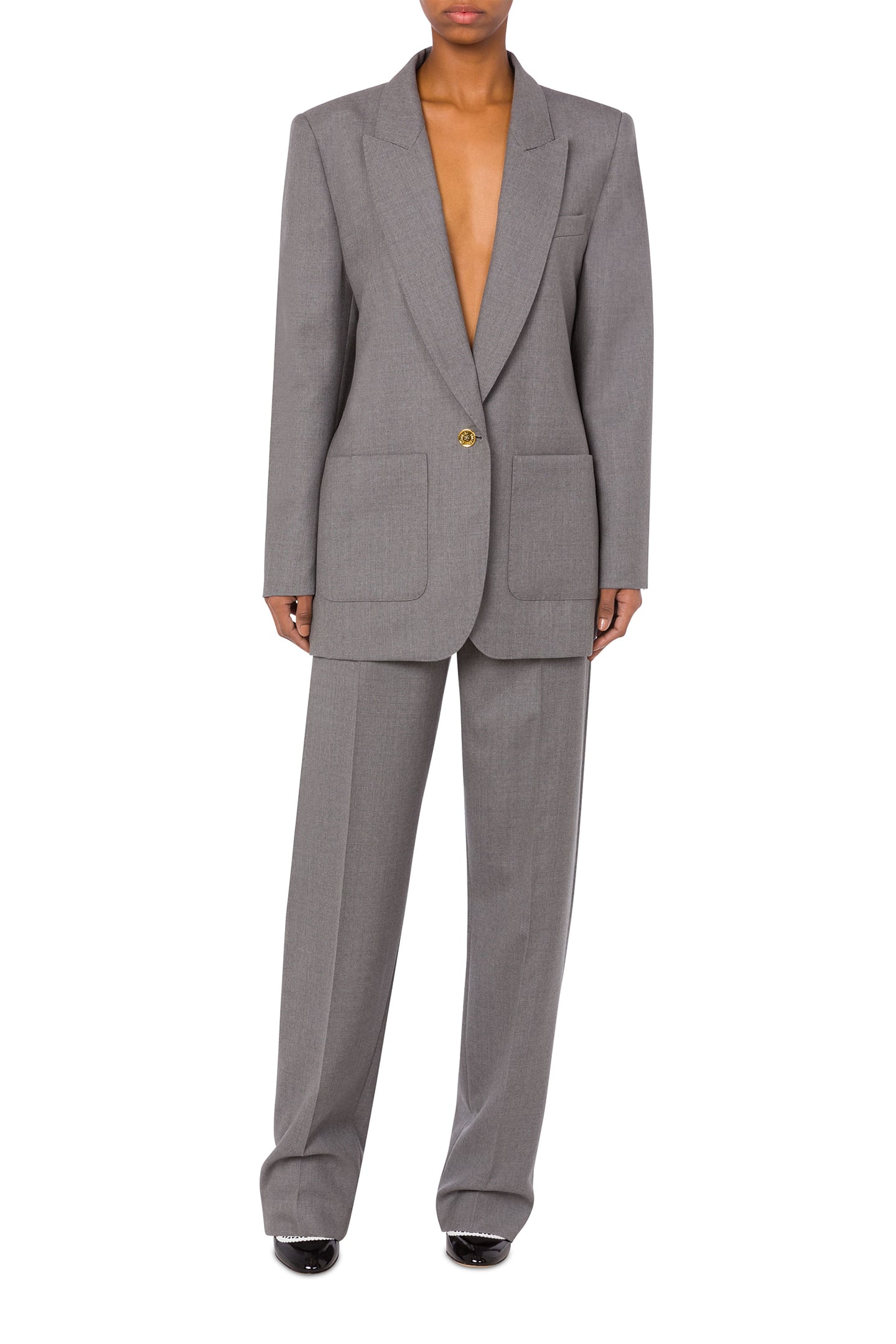 GOLD BUTTON OVERSIZED JACKET GREY 1