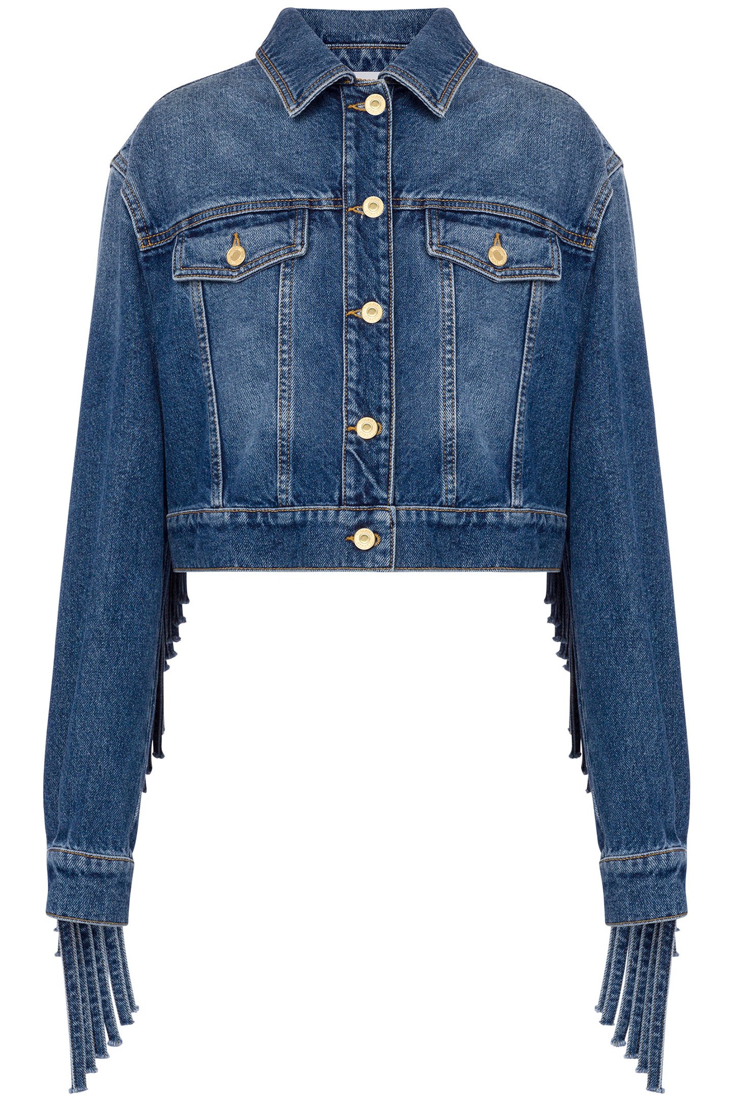CROPPED JACKET WITH FRINGES BLUE 3