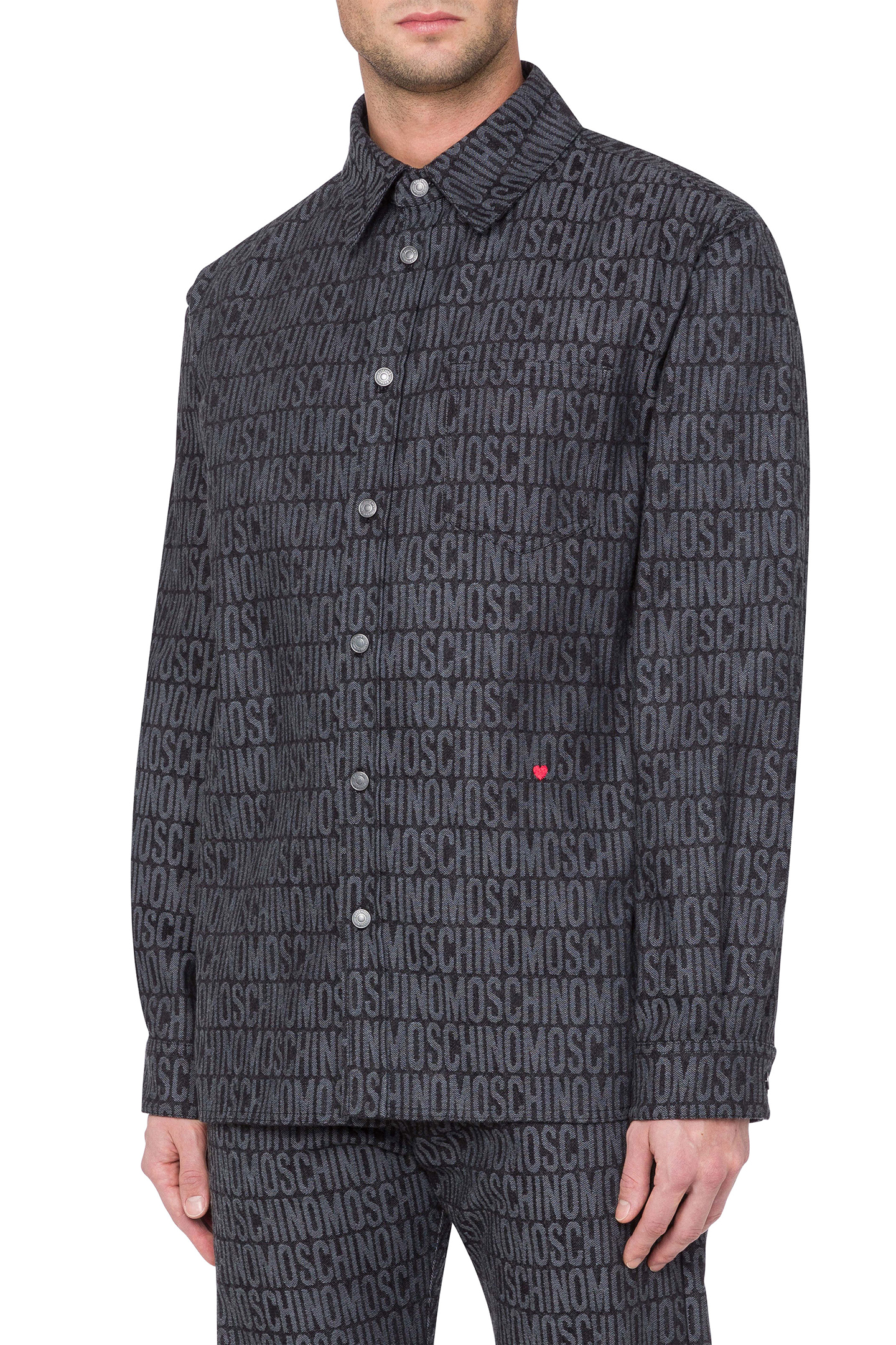 ALLOVER LOGO DENIM SHIRT BLACK 1
