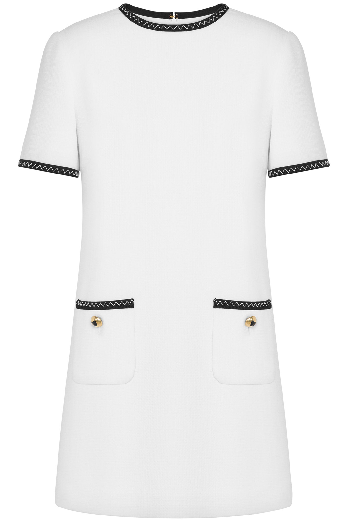 GOLD HEART BUTTONS SHORT-SLEEVED DRESS WHITE 3