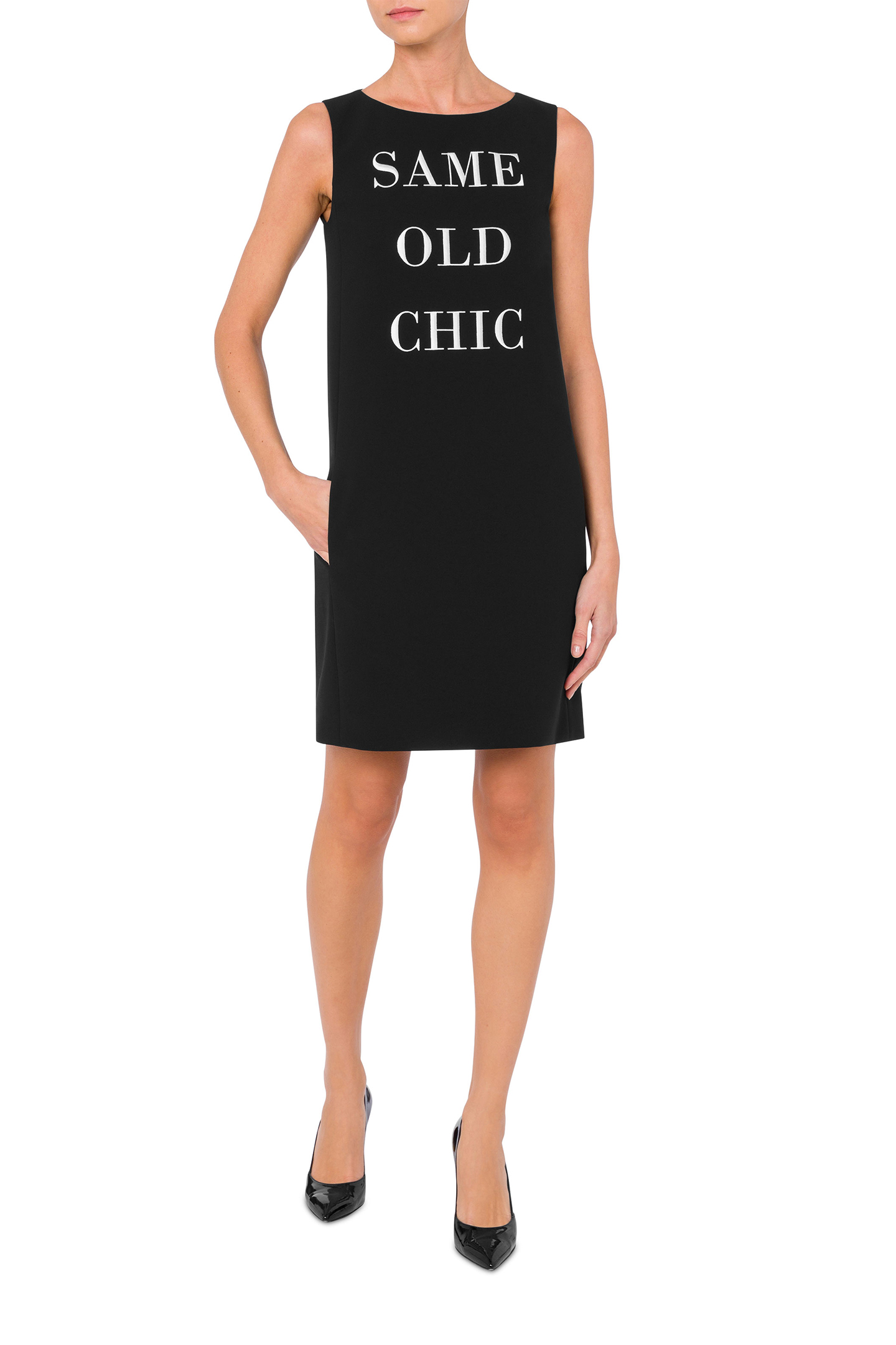 DRESS WITH SAME OLD CHIC EMBROIDERY BLACK by Moschino