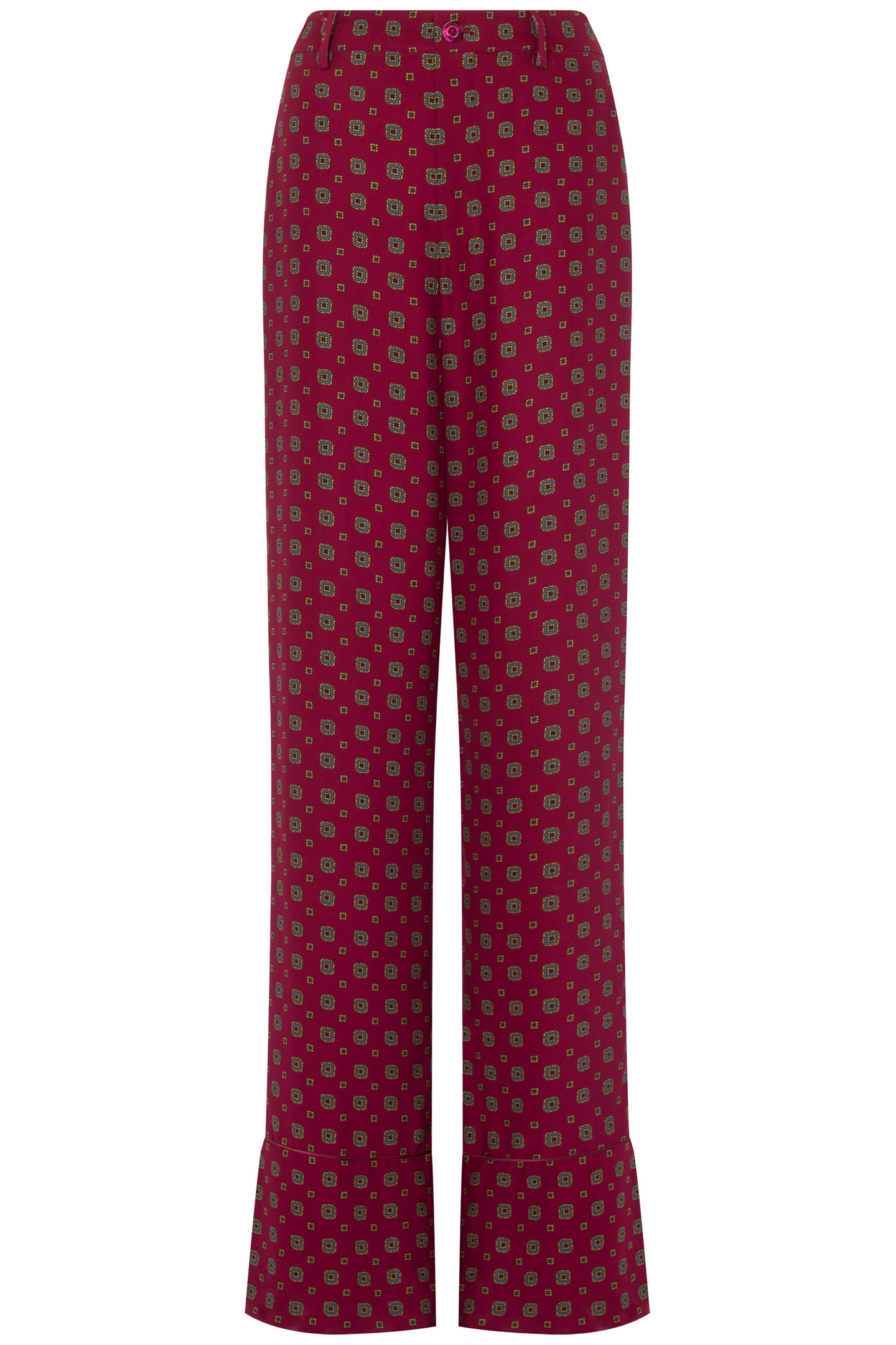TIE PRINT SATIN TROUSERS RED 3