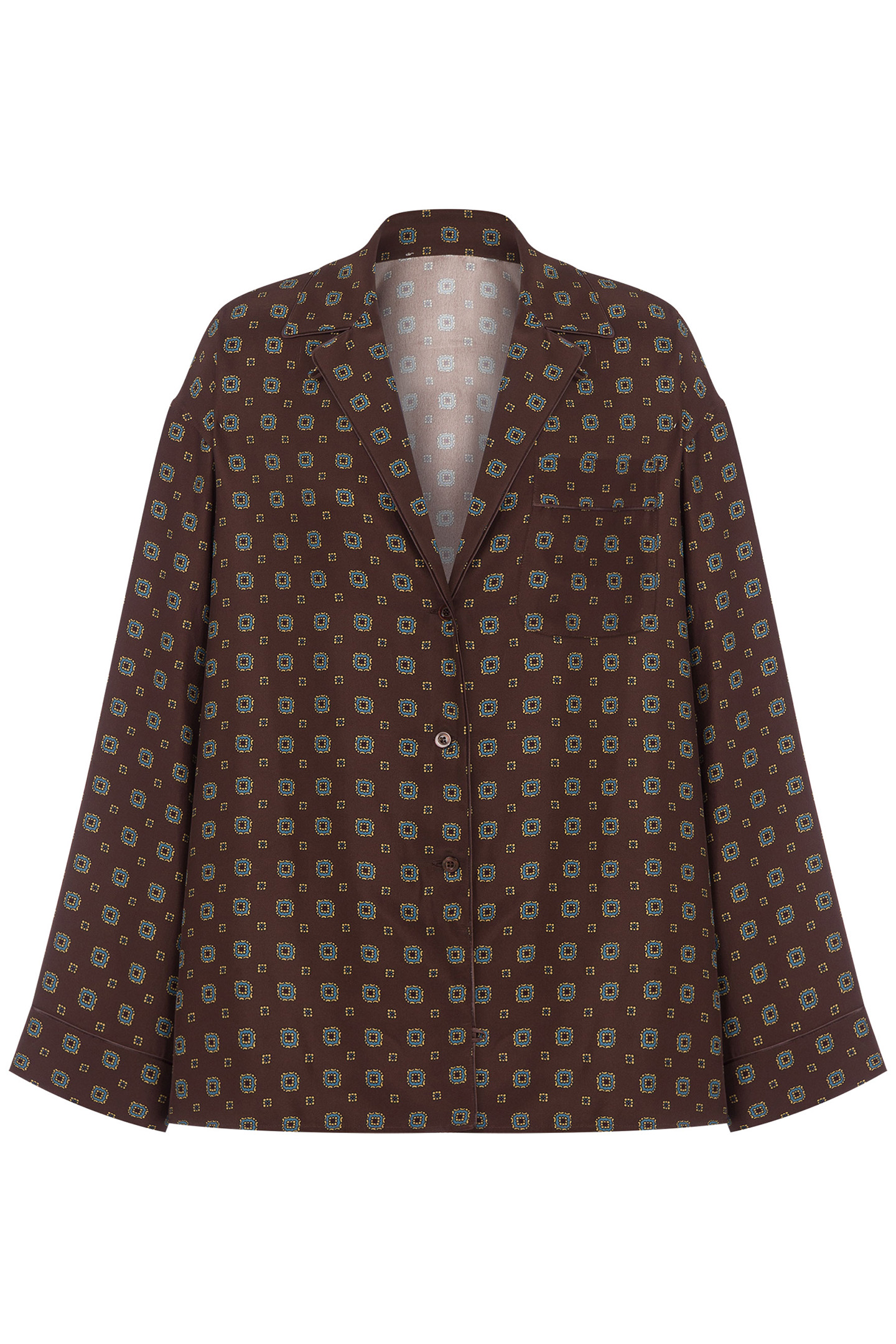 TIE PRINT SATIN SHIRT BROWN 3