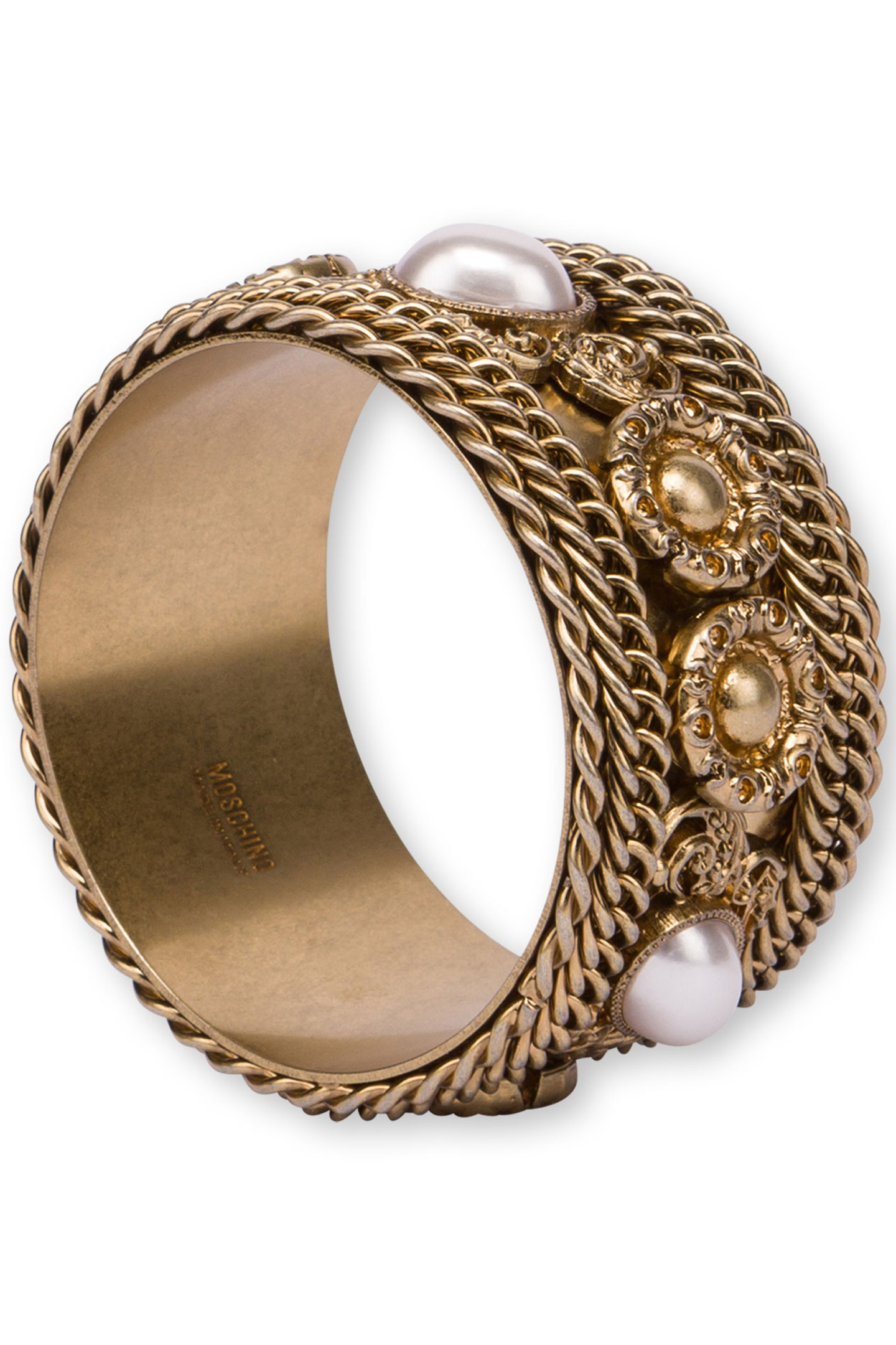 BANGLE WITH CHAINS AND PEARLS GOLD 2
